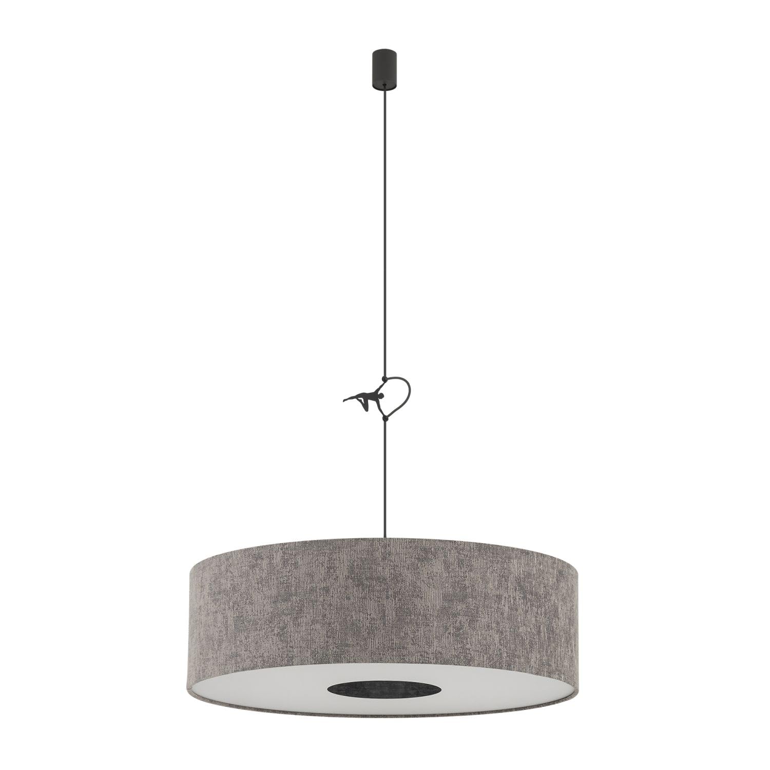 Licht-Erlebnisse Hängelampe Esszimmer Stahl Stoff Umbra Grau Modern Esstisch Wohnzimmer höhenverstellbar E27 blendarm wohnlich L:65 cm Pendelleuchte Stoffschirm