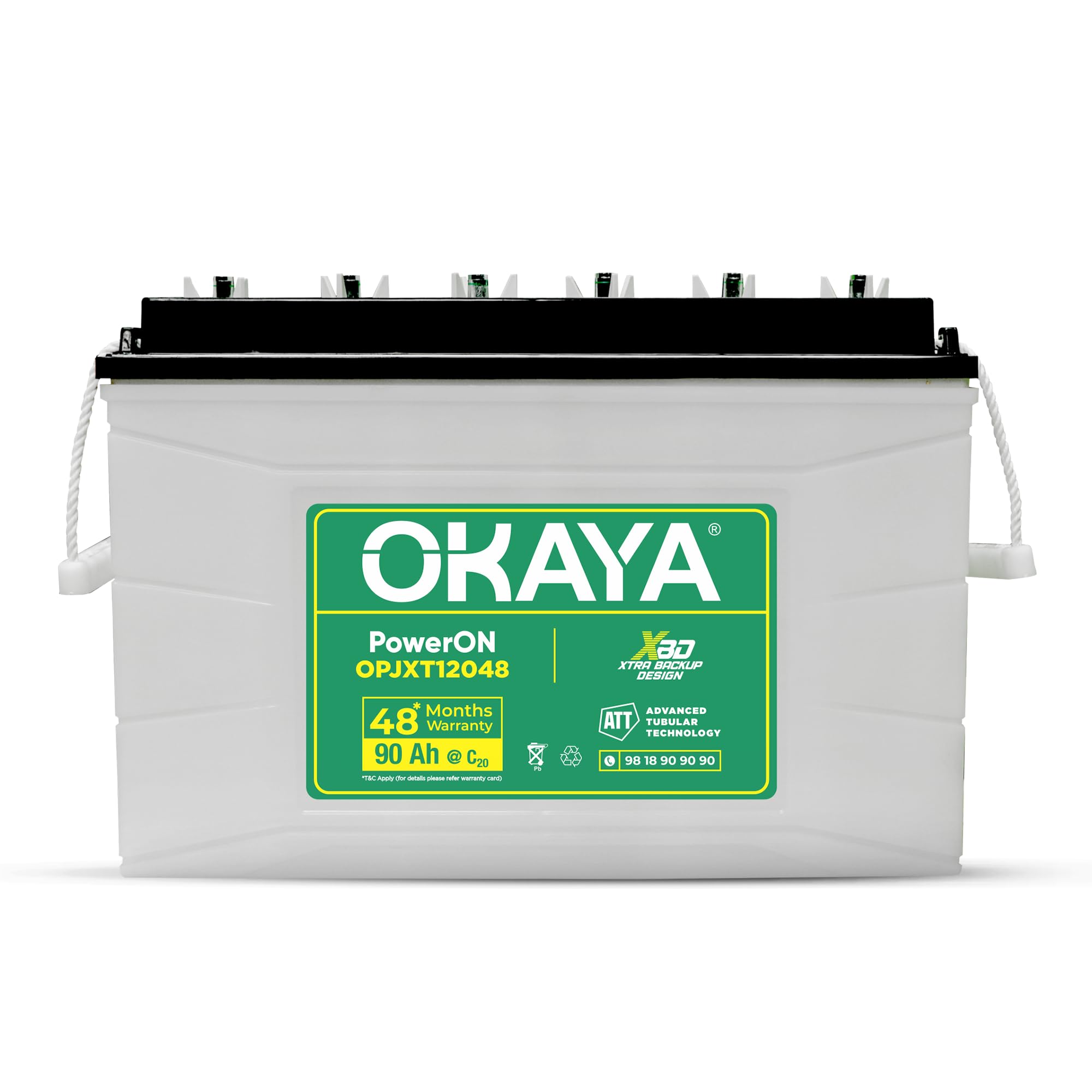 OKAYA PowerON OPJXT12048 90Ah JXT Inverter Battery for Home, Office & Shops | Robust & Compact Design | Upgrade Over 80Ah JT | Xtra Backup (XBD Technology) | 48 Months Warranty*