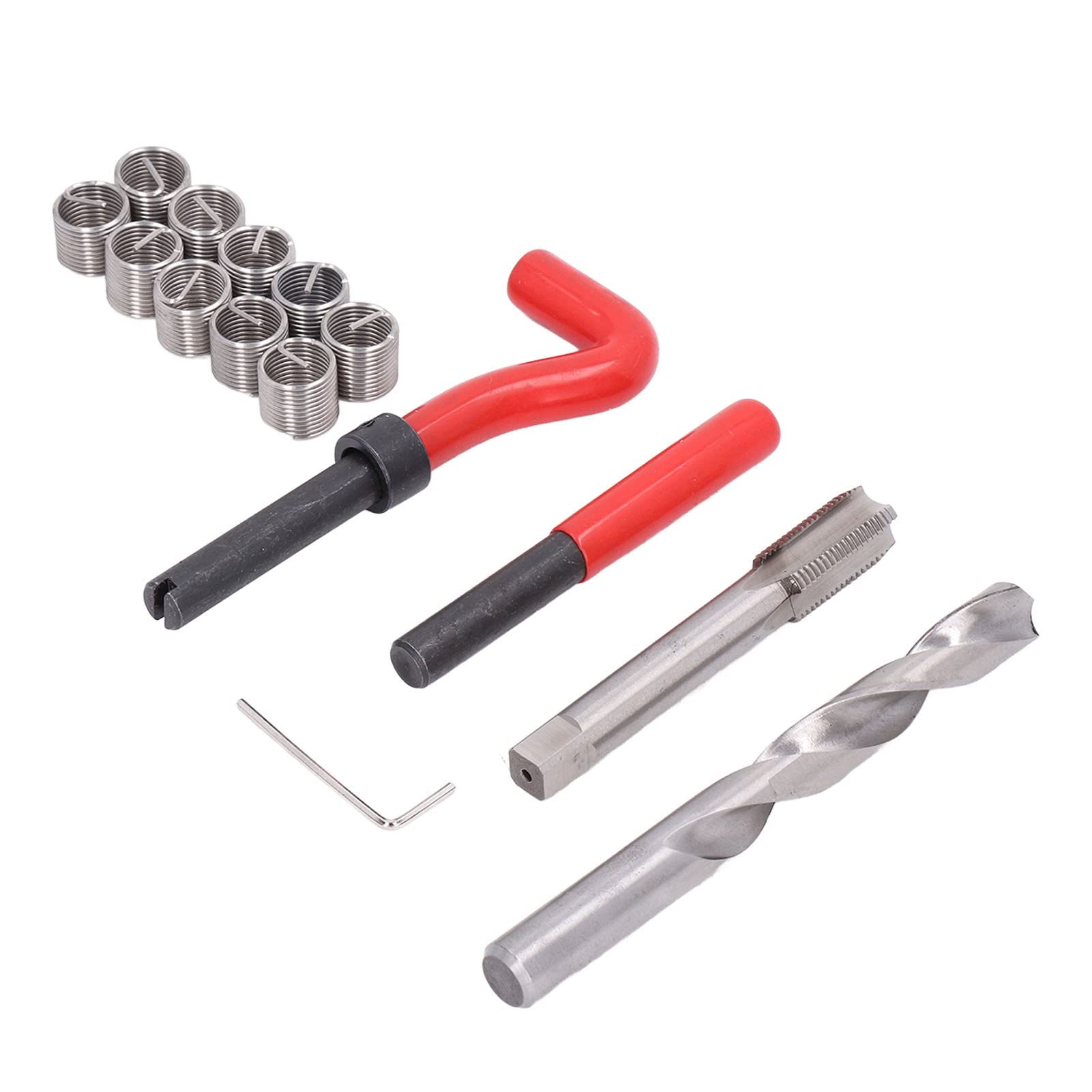 15Pcs/Set M14x1.50mm Thread Repair Kit, Thread Repair Insert Kit Insert Compatible Hand Tool for Repairing Damaged Threads in Steel, Iron, Aluminum