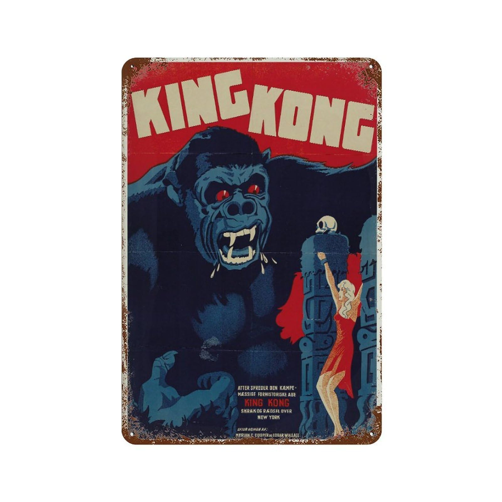 xiaoxiaoshen King Kong Retro Movie Danish Cinema Wall Decor Art Metal Tin Poster Modern Home Decor Art Home Bar Shop Decorations Vintage Sign 30x20cm