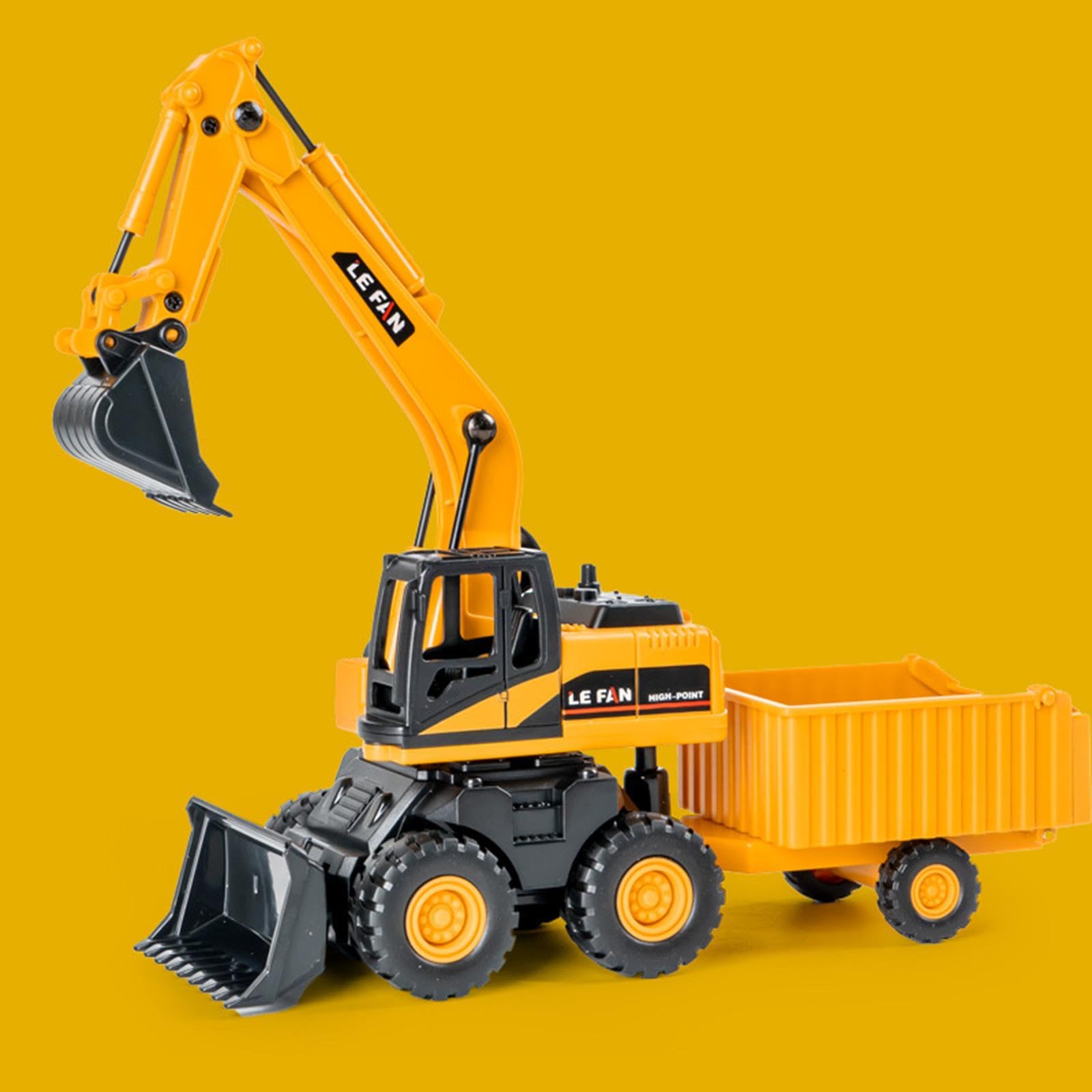 Mini Vehículo de Ingeniería Juguete de Excavadora Camión de Construcción Modelo Educativo con Superficie Pulida Adecuado para Niños y Niñas, Remolque de excavadoras