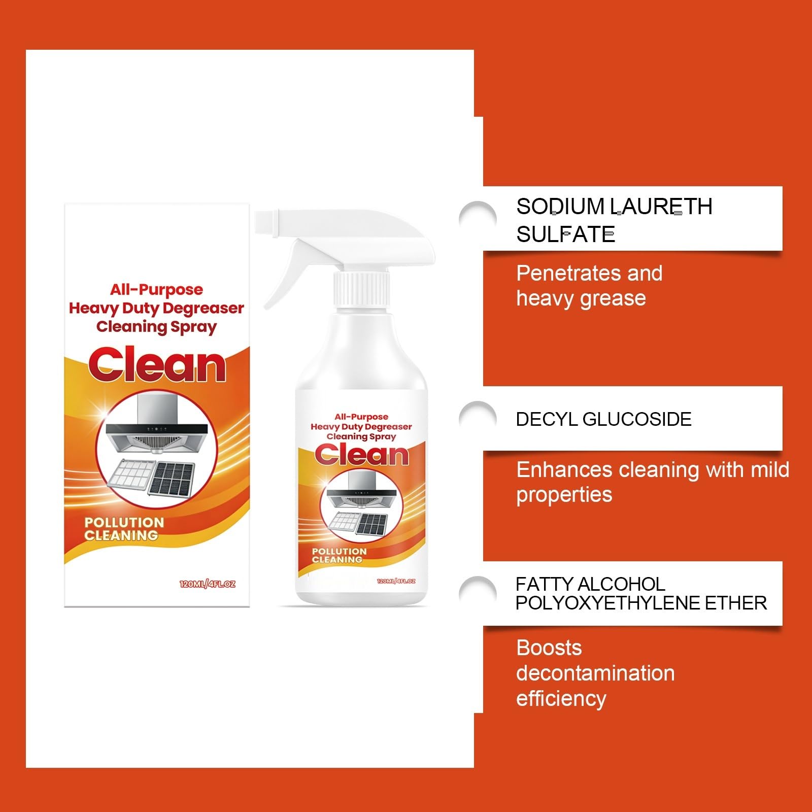 Hochleistungs-Entfettungsspray für den allgemeinen Gebrauch, Ofen- und Grillreiniger für den professionellen Einsatz, Fettlöser für die Küche, Mehrzweck-Küchenreiniger-Spray für Arbeitsplatten (5PCS)