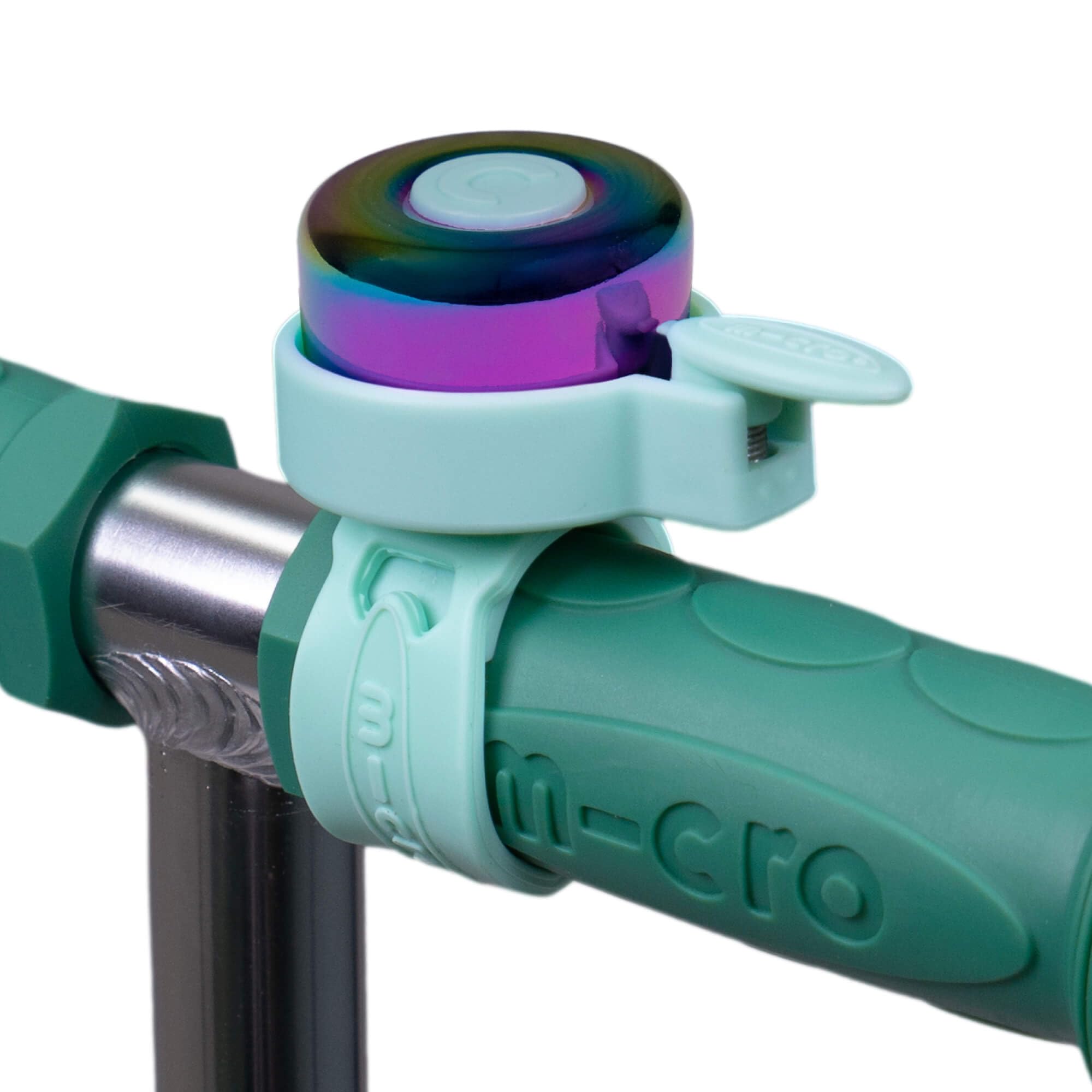 Micro Scooter | Plain Handlebar Bell | Suitable for All Bikes & Scooters | Bike Accessories | Flexible Silicone Strap | Easy To Attach | Loud & Waterproof | One Size | Neochrome Mint