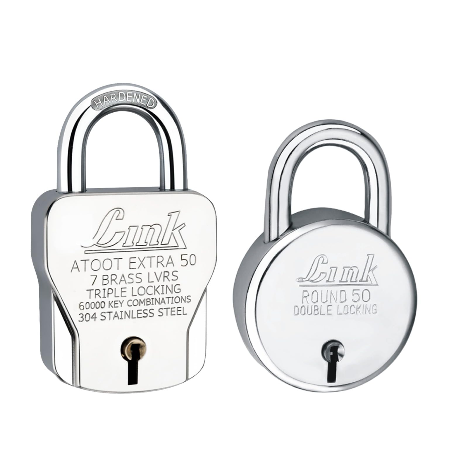 Link® Atoot Extra 50mm Padlock, Hardened Shackle, 3 Silver Keys with Keychain(Buy 1 Get 1 New Round 50mm Paldocks) Made in India (Pack of 2) (B0CF5S2BTZ) Amazon Price History, Amazon Price Tracker
