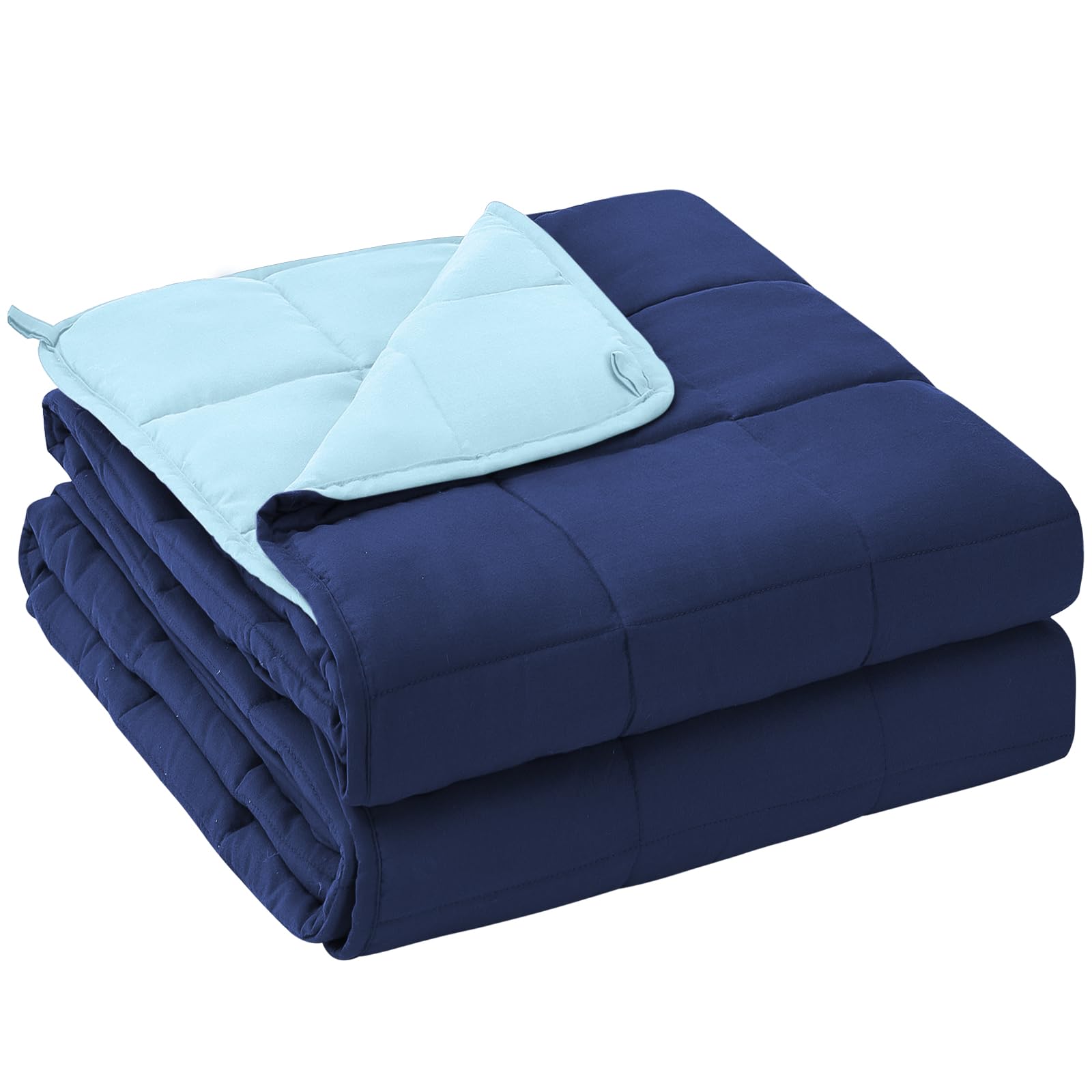 yescool Weighted Blanket for Adults (20 lbs, 60" x 80",Navy & Blue) Cooling Heavy Blanket for Sleeping Perfect for 190-210 lbs, Queen Size Breathable Blanket with Premium Glass Bead, Machine Washable