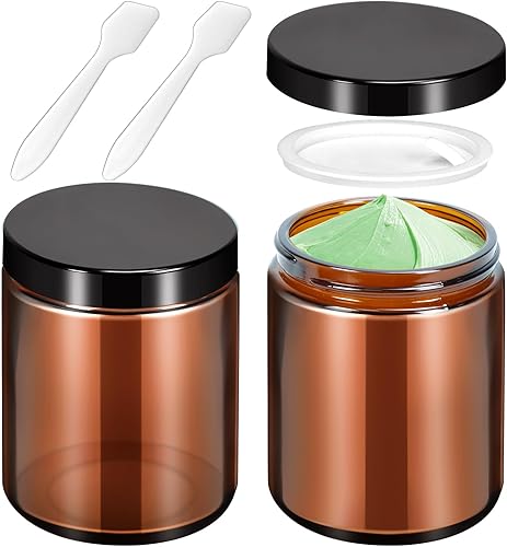 Miniatura 43 de MotBach Paquete de 3 tarros de vidrio de 16 onzas con tapas, recipientes redondos de vidrio transparente de 16.2 fl oz, tarros de maquillaje, tarro