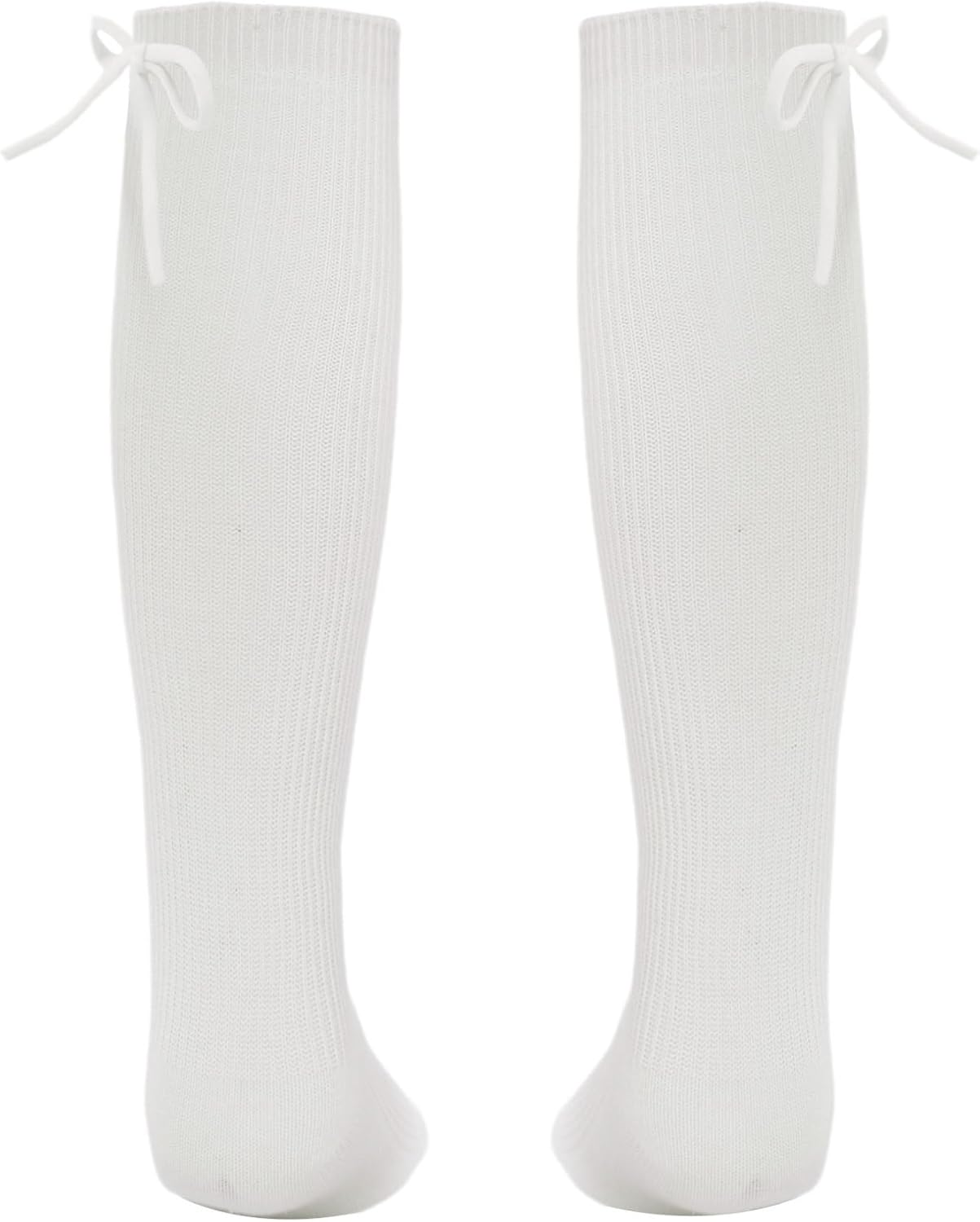 Choomomo Little Girls Knee High Socks with Bow Knit Soft Breathable Dress Socks Kids Cotton Stockings