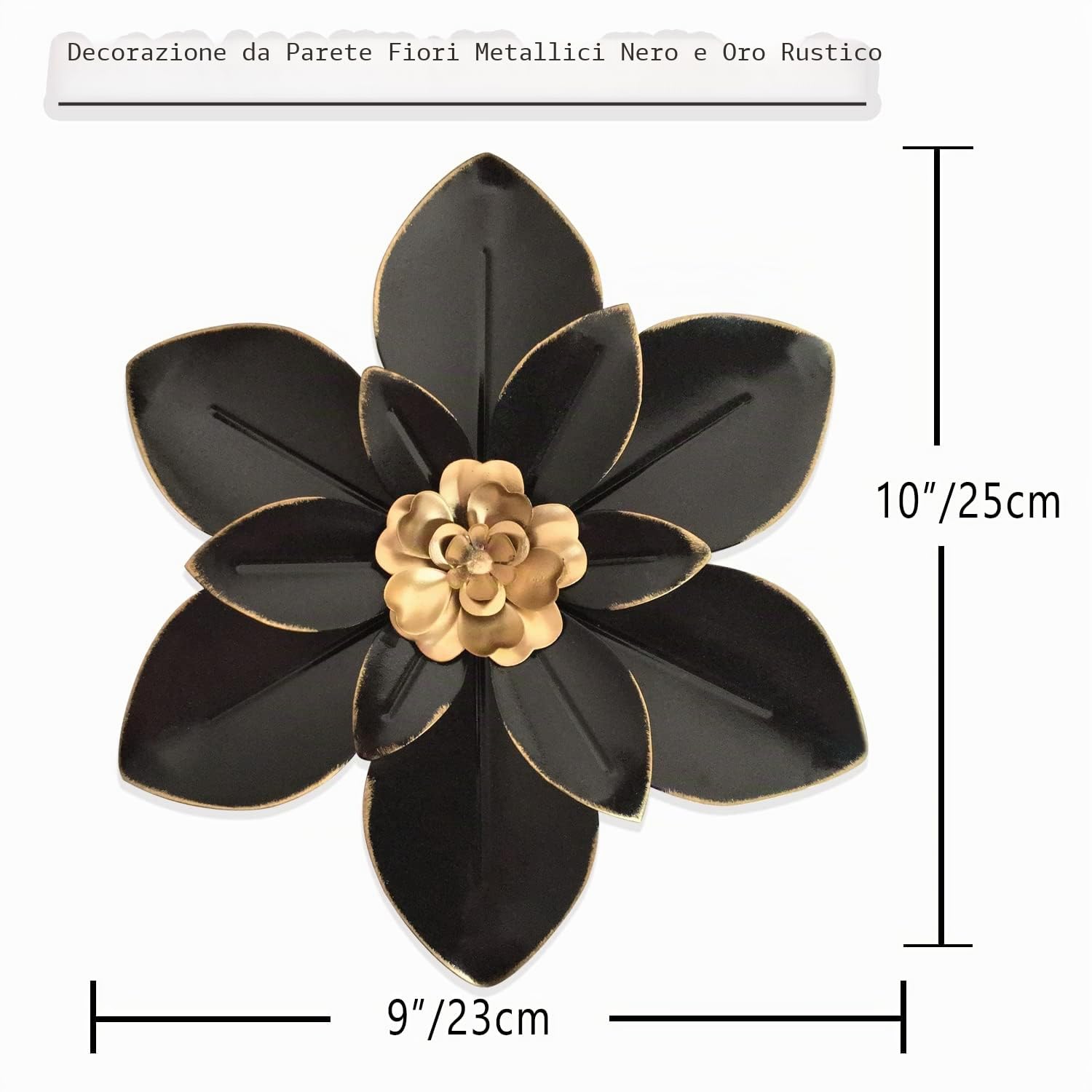 Decorazione da parete in metallo, decorazione floreale rustica moderna da 10 pollici, ferro invecchiato da appendere alla parete, decorazione della casa, opere d'arte per interni, cucina,