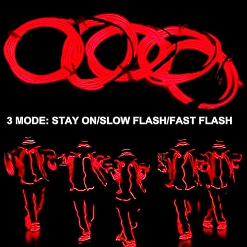 Miniatura 8 de Ourbest 5in1 Electroluminescent Neon Strip Light Wire, EL Wire Lights Battery Pack for Cosplay Halloween Christmas Party Decoration StaySlowFast