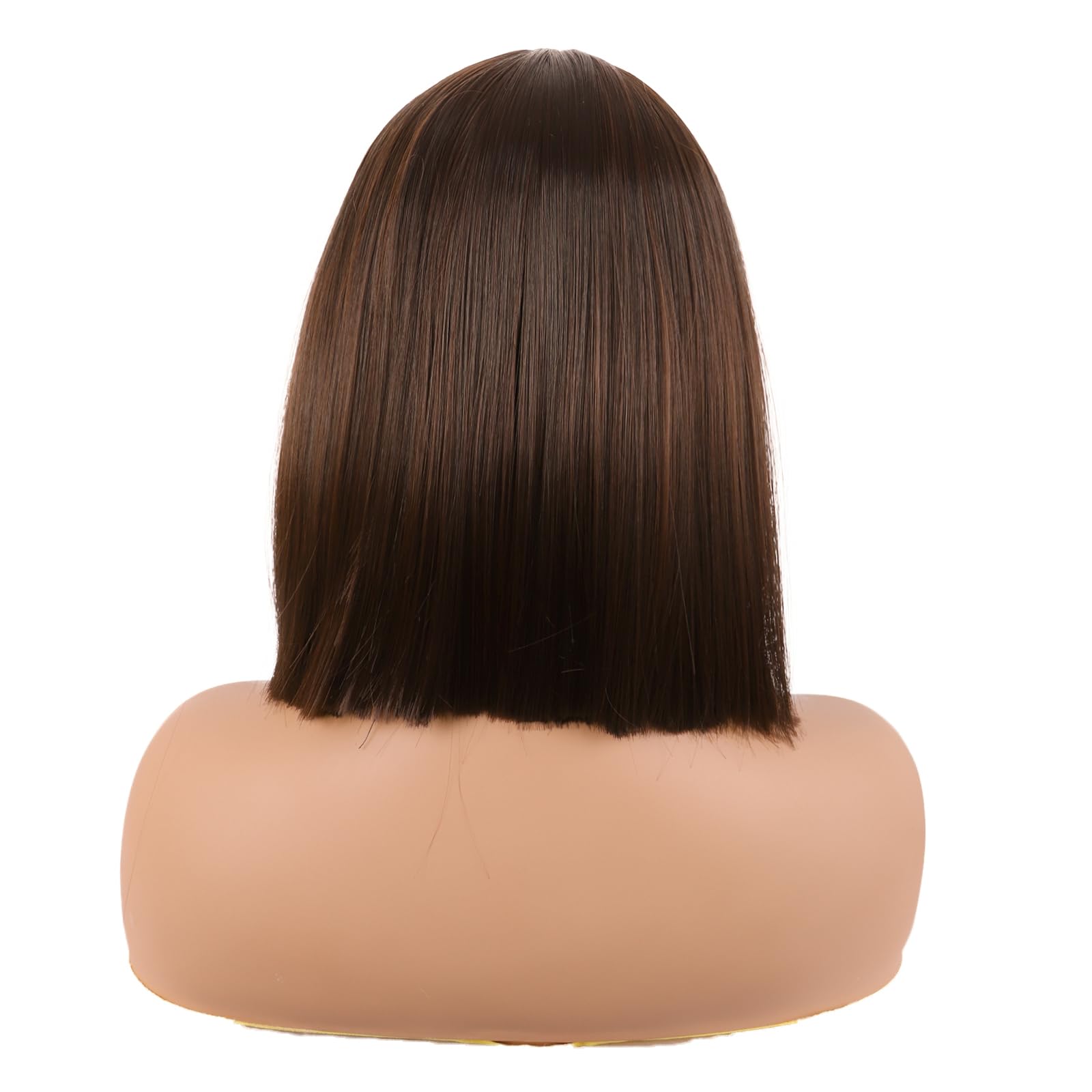 MapofBeauty 12 Inch/30 cm Straight Bob Flat Bangs Short Colorful Synthetic Hair Cosplay Party Wig (Brown) - Image 4