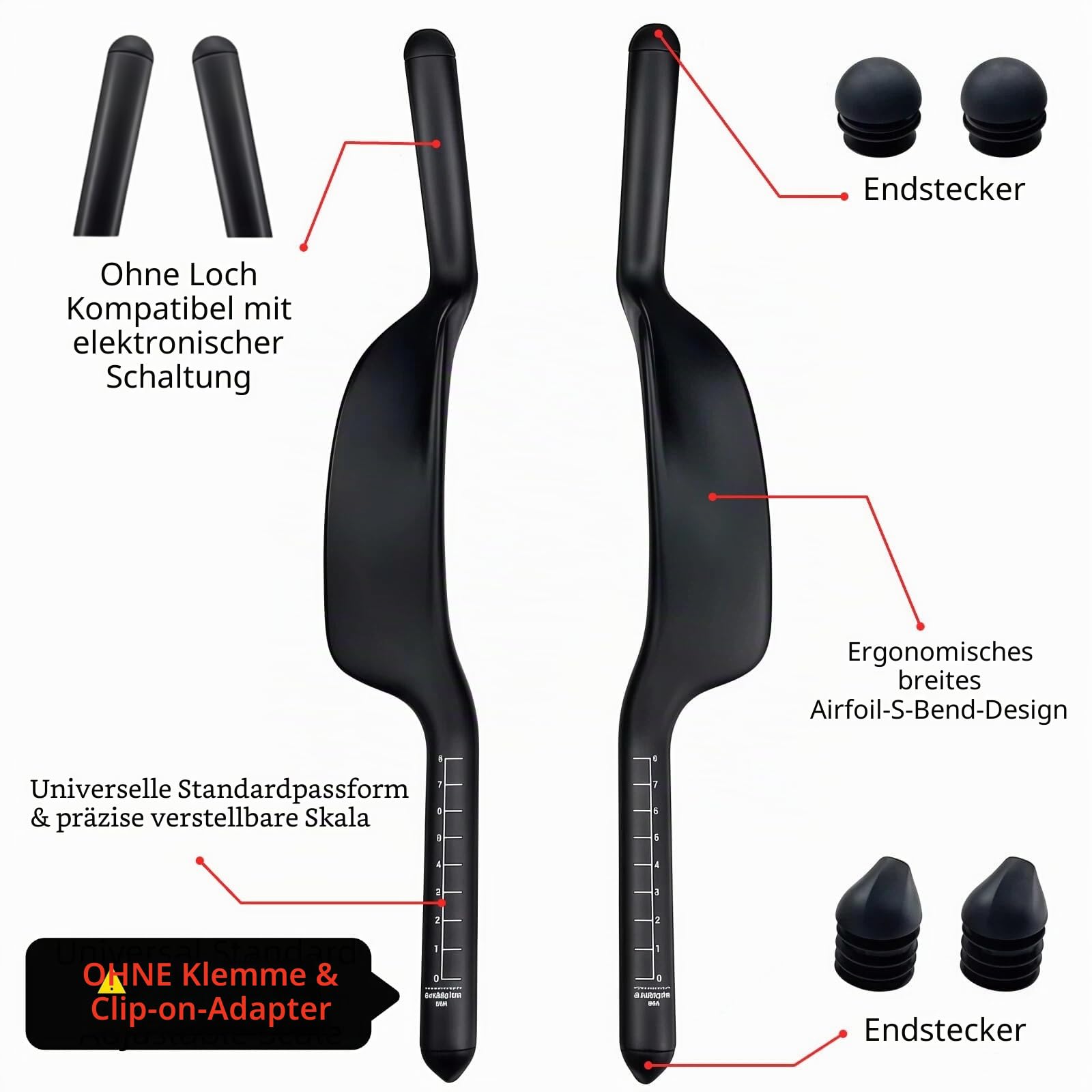 Carbon Fahrrad TT Armlehnen Lenker Aerobars Erweiterung Triathlon Zeitfahren Fahrrad Lenkerendstücke Bullhorn Basislenker 22,2 mm für Straßenzweiräder, TT-Fahrräder, Fixed-Gear, Rennräder
