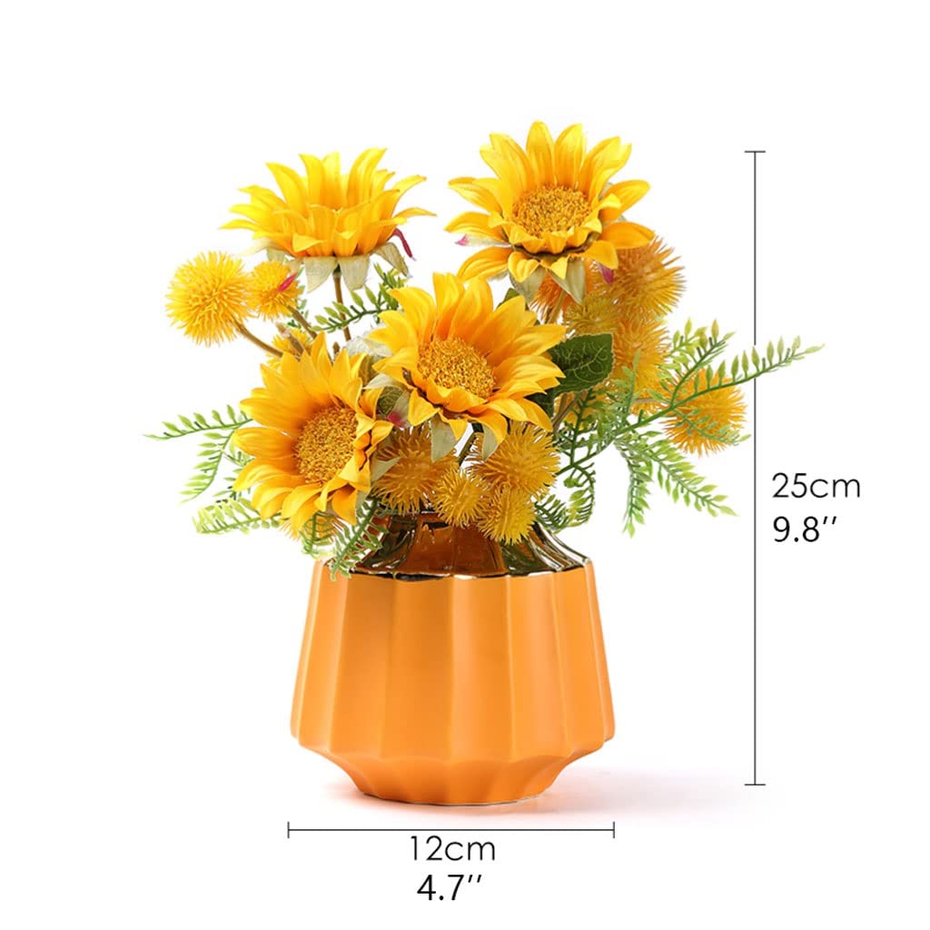 Künstliche Blumen Seidentuch Künstliche Blumen mit keramischer Vase Modern Luxus Gefälschte Blume Set for Heimzimmer Braut Hochzeitsdekoration Künstliche Blumen wie Echt (Color : D)
