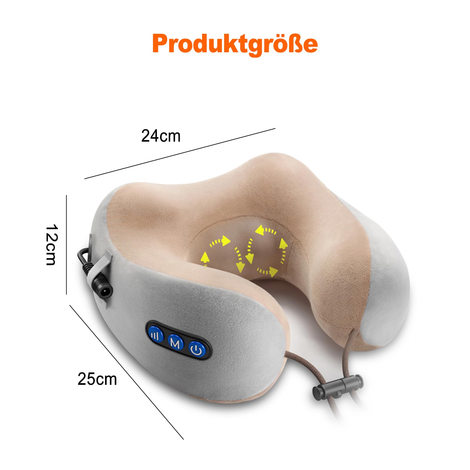 Ergocar Massagekissen Nackenmassagegerät Massagegerät für Cervical Muskelschmerzen lindern U-förmiges Massagekissen Für Spannungsabbau Für Heimauto und Büro (Braun)