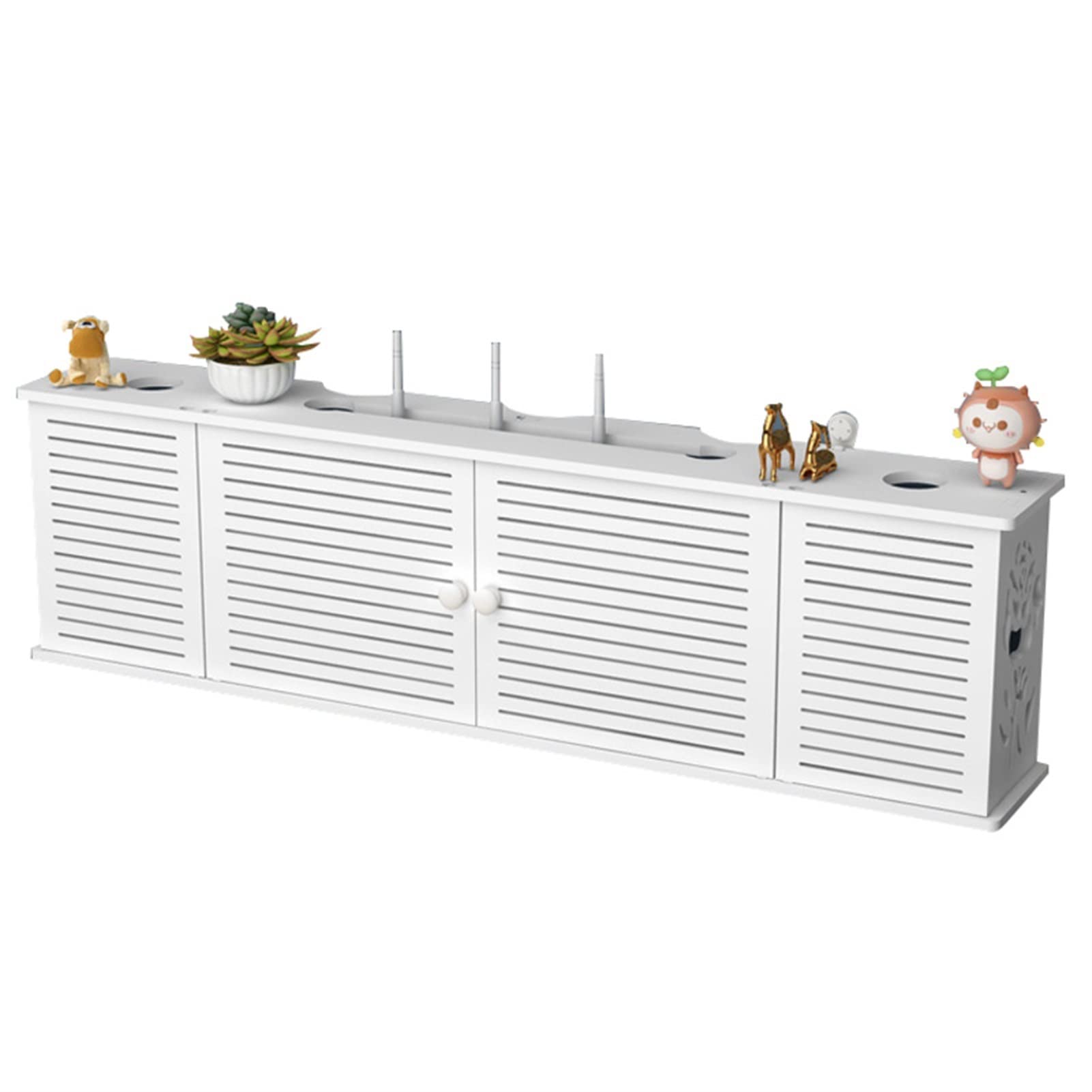 Boîte de rangement Wi-Fi murale étagère bois pour box internet et câbles dissimulés 70cm