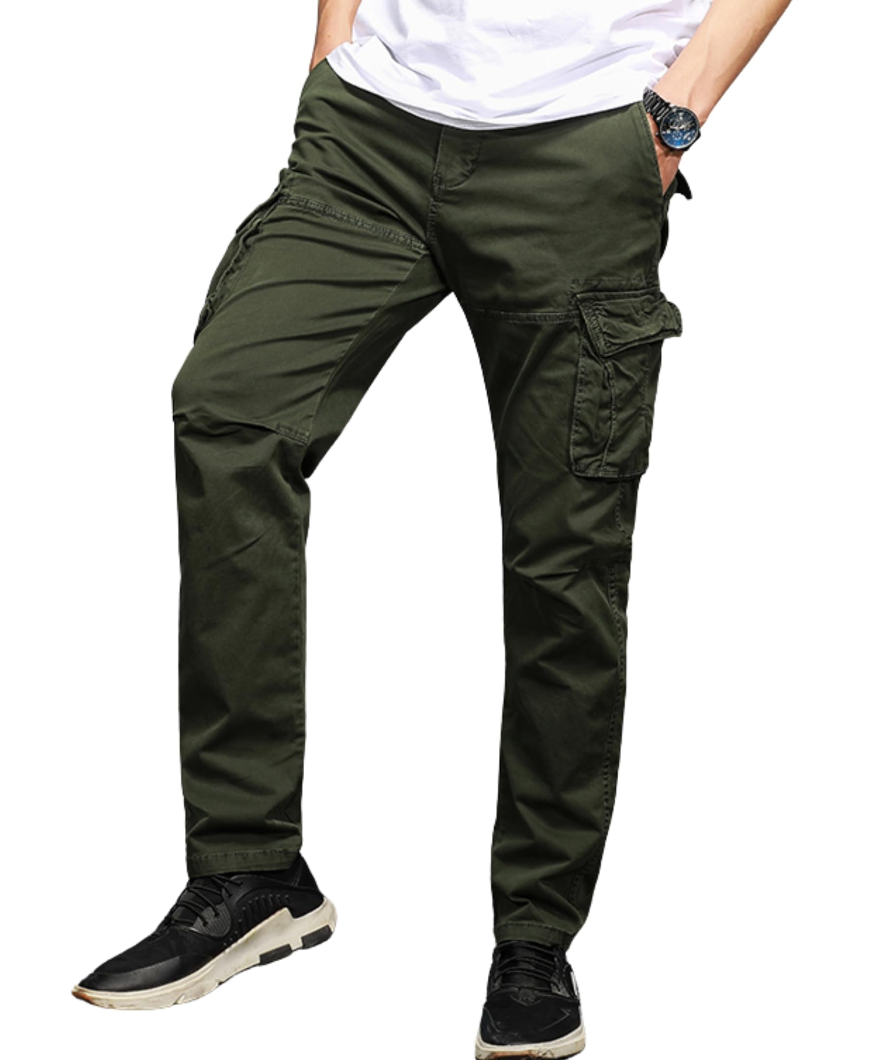L'MONTEImported Men's Regular Fit Casual Cotton Cargo Joggers - Versatile Track Pants with Multiple Pockets