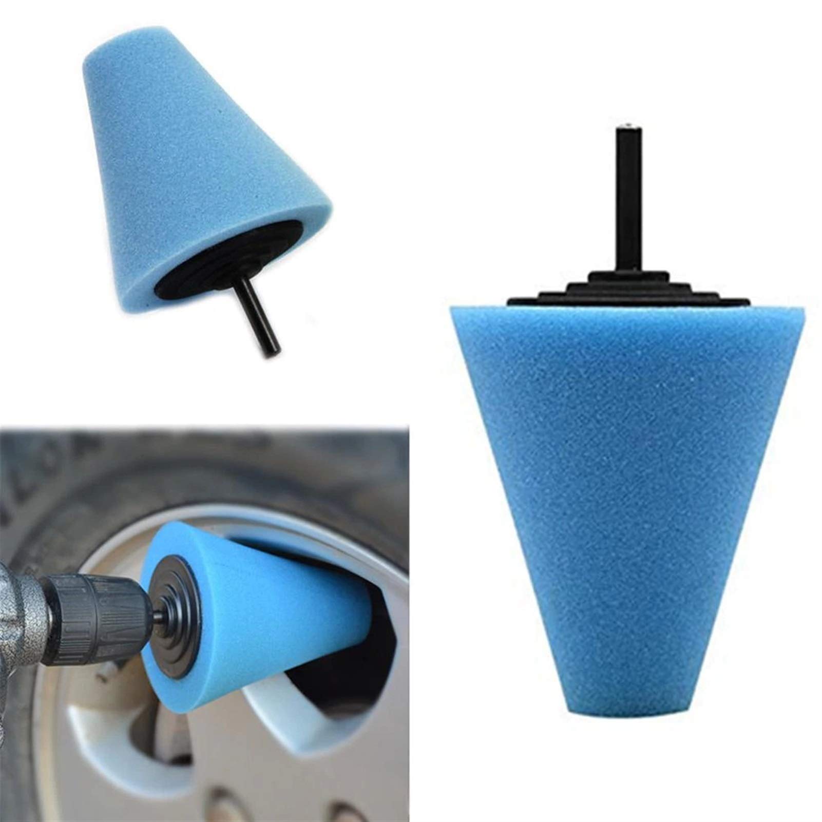 Catena da Neve per Auto, Lucidatrice per Auto Pneumatici Ruota Strumento per mozzo Ruota Schiuma per lucidatura Spugna Lucidatrice Lucidatrice a Forma di Cono Mozzi Ruota Disco (No