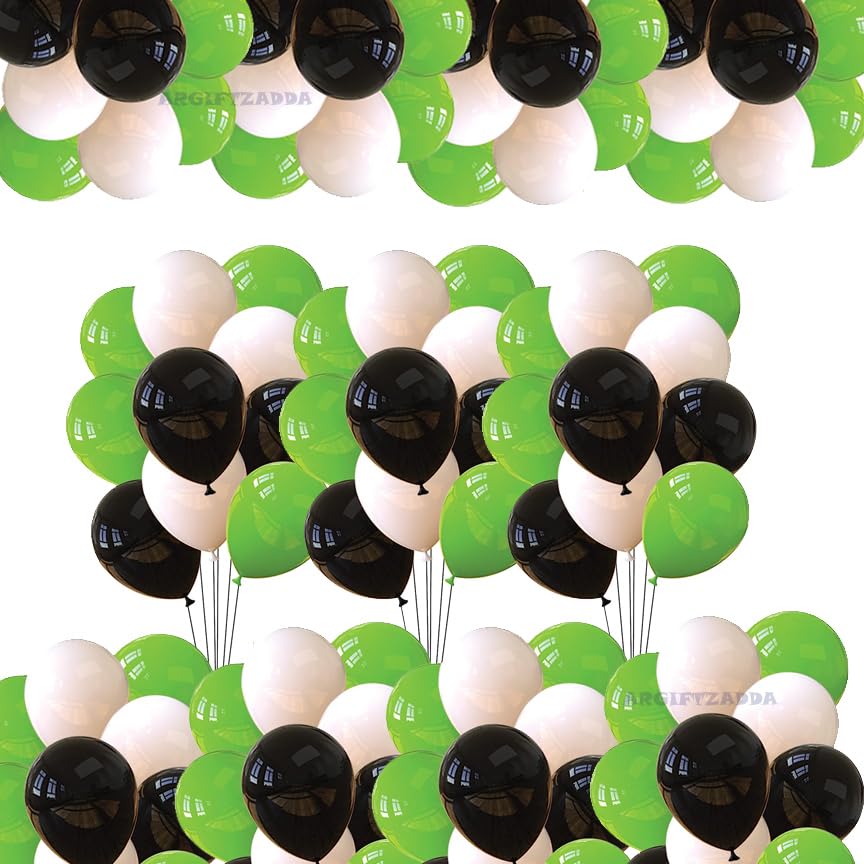 Image of AR GIFTZADDA 50 Pcs Green Black White Balloons for Football Party Decorations for Boys Birthday Theme Party (Football Theme, Green, White, Black Balloons)