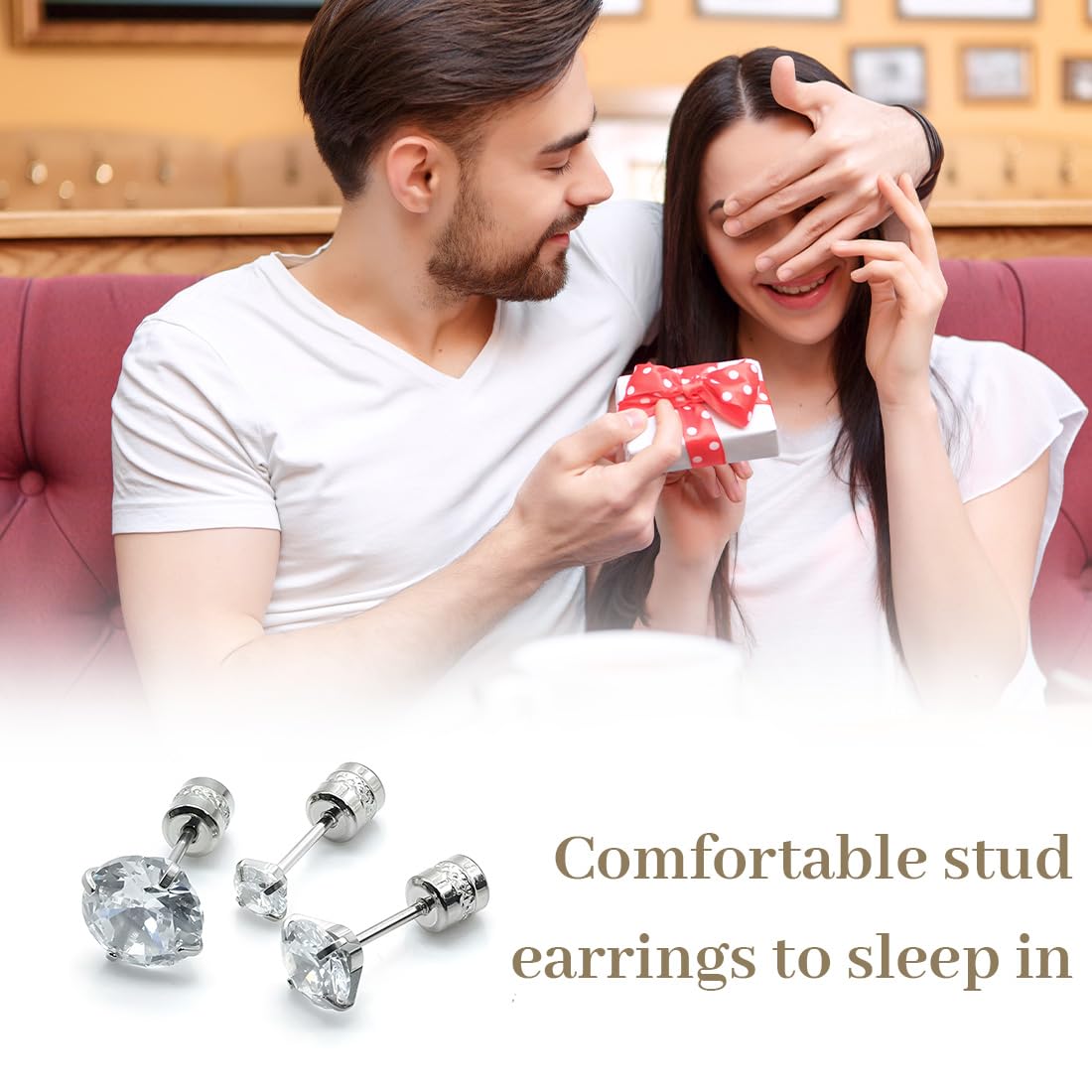 6 Paia Orecchini Acciaio Chirurgico per Donna Uomo Orecchini Punto Luce Piercing Trago, orecchini intarsiati con zirconi cubici Orecchini a Bottone Anallergico Cartilagine Piercing All'orecchio