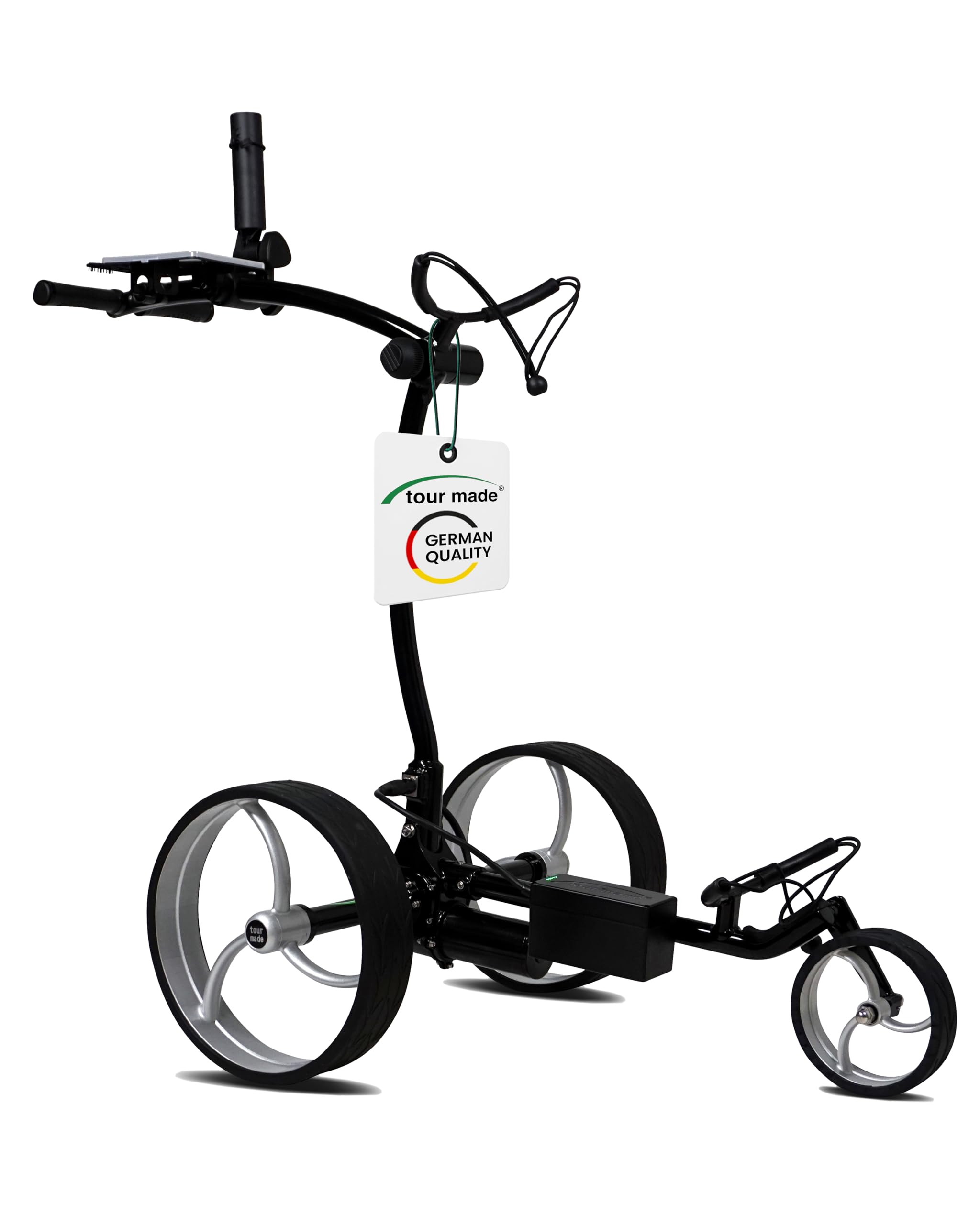 tour-made RT-610S Chariot de Golf électrique I Frein de Descente I Nombreux Accessoires I Batterie au Lithium 27-36 Trous I Chariot 3 Roues Pliable I Qualité Allemande