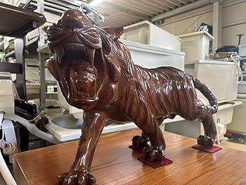 Amazon.co.jp: 時代木彫 東洋彫刻 虎 置物 風水 木彫り 特大 長