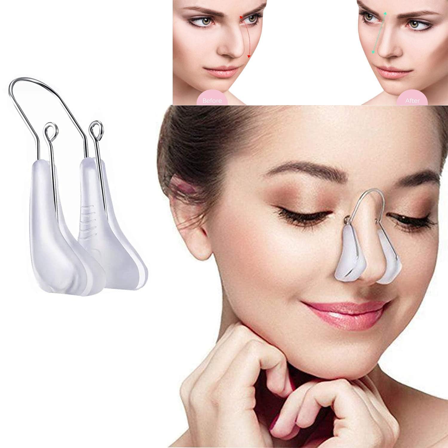 Nose Shaper Clip Nose Beauty Up Lifting, Nose Lifter, Silicone Nose Up Lifting Clip, Slimming Rhinoplasty Device, Pain-Free Nose Bridge Straightener Corrector, for Wide Crooked Nose High Up Tool