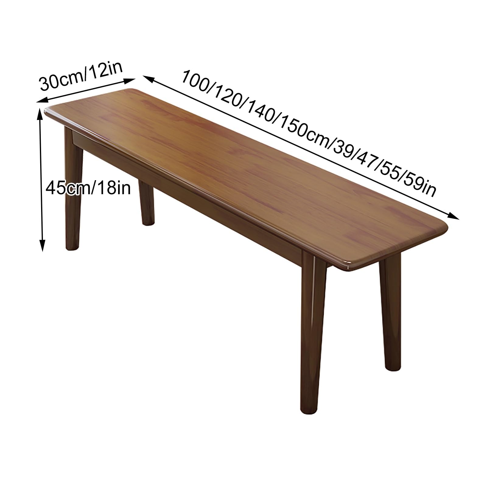 Plank+Beam Mid Century Modern Dining Bench, Solid Wood Entryway Bench with Solid Wood Leg, Long Ottoman Bench for Front Entryway Living Room Dining Room Kitchen(Wood Color,100 * 30cm/39 * 12in)