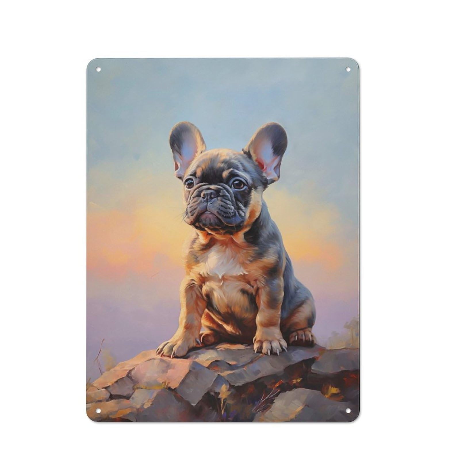 Junmoney Style-10 French Bulldog Puppy Industrial Metal Wall Decor 40X30cm, Tin Sign For Workshop, Basement, Shed Or Games Room