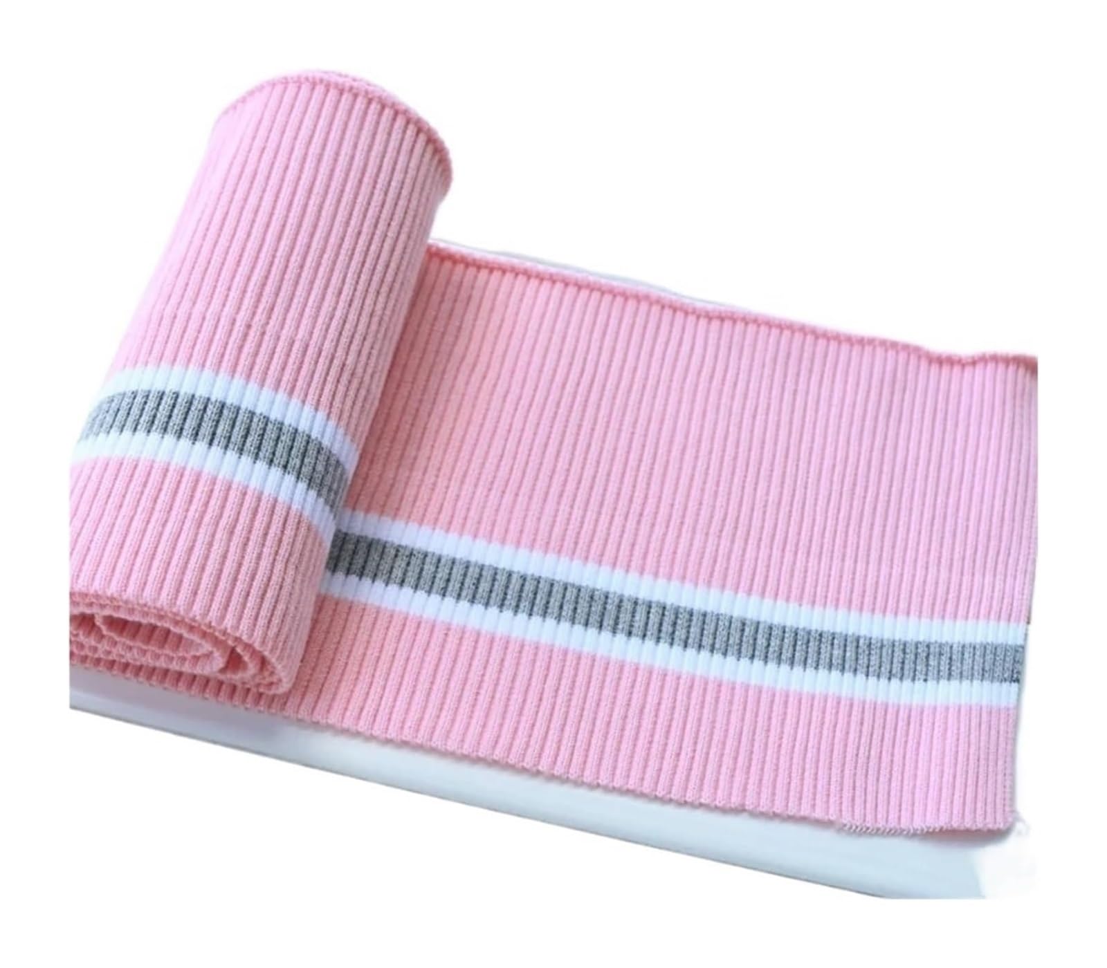 Knit Cuff, Cotton Spandex Elastic Ribbed Cuffs Stretch Knit Multicolor 80cm X 15cm(Pink)