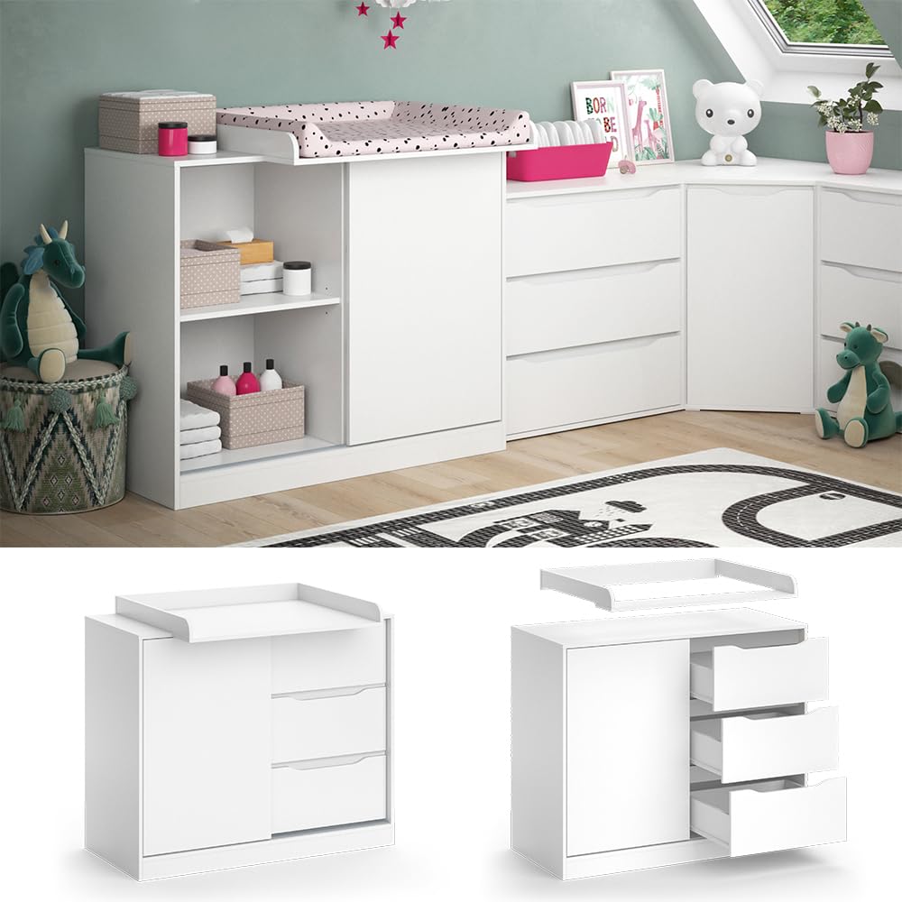 Vicco Commode à Langer Ruben, Blanc, 113x93cm