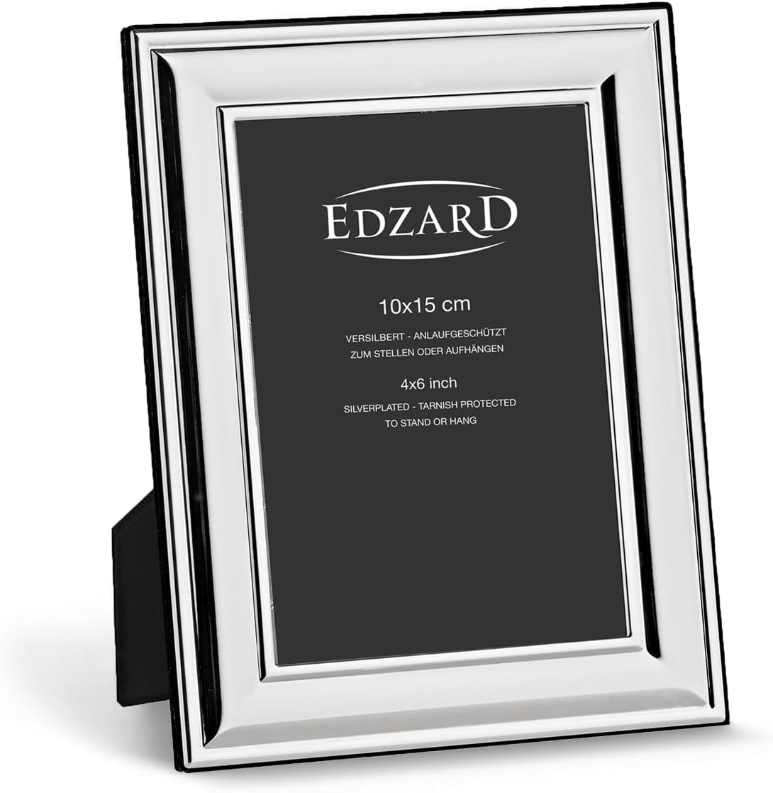 EDZARD4x6 Classic Picture Frame [Sunset] Made of Tarnish Protected Silver Plated Metal with High Definition Glass for Wall and Table Top Portray and Landscape Configuration