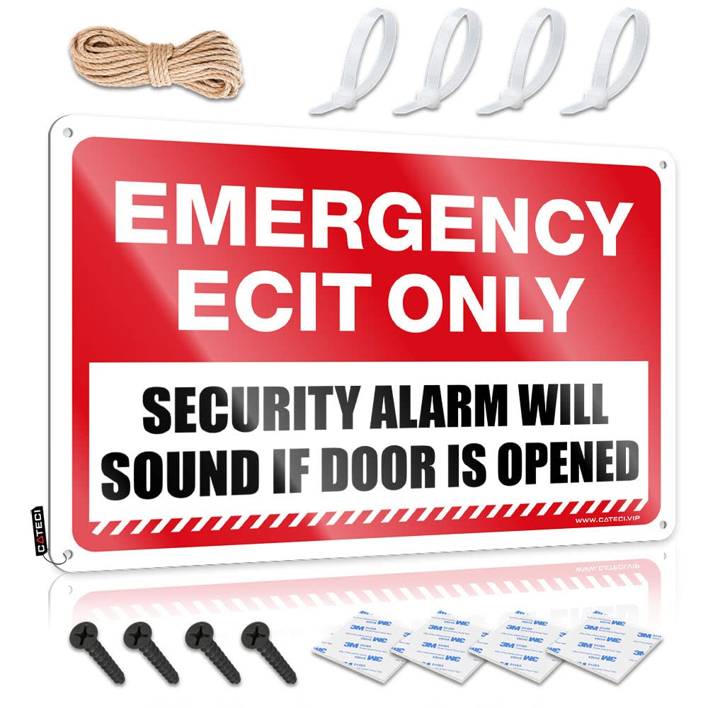 Matal Sign Sweet Ready To Hang - Emergency Exit Only Sign, Security Alarm Will Sound If Door Opened Haves For Tailgating(30X40CM)