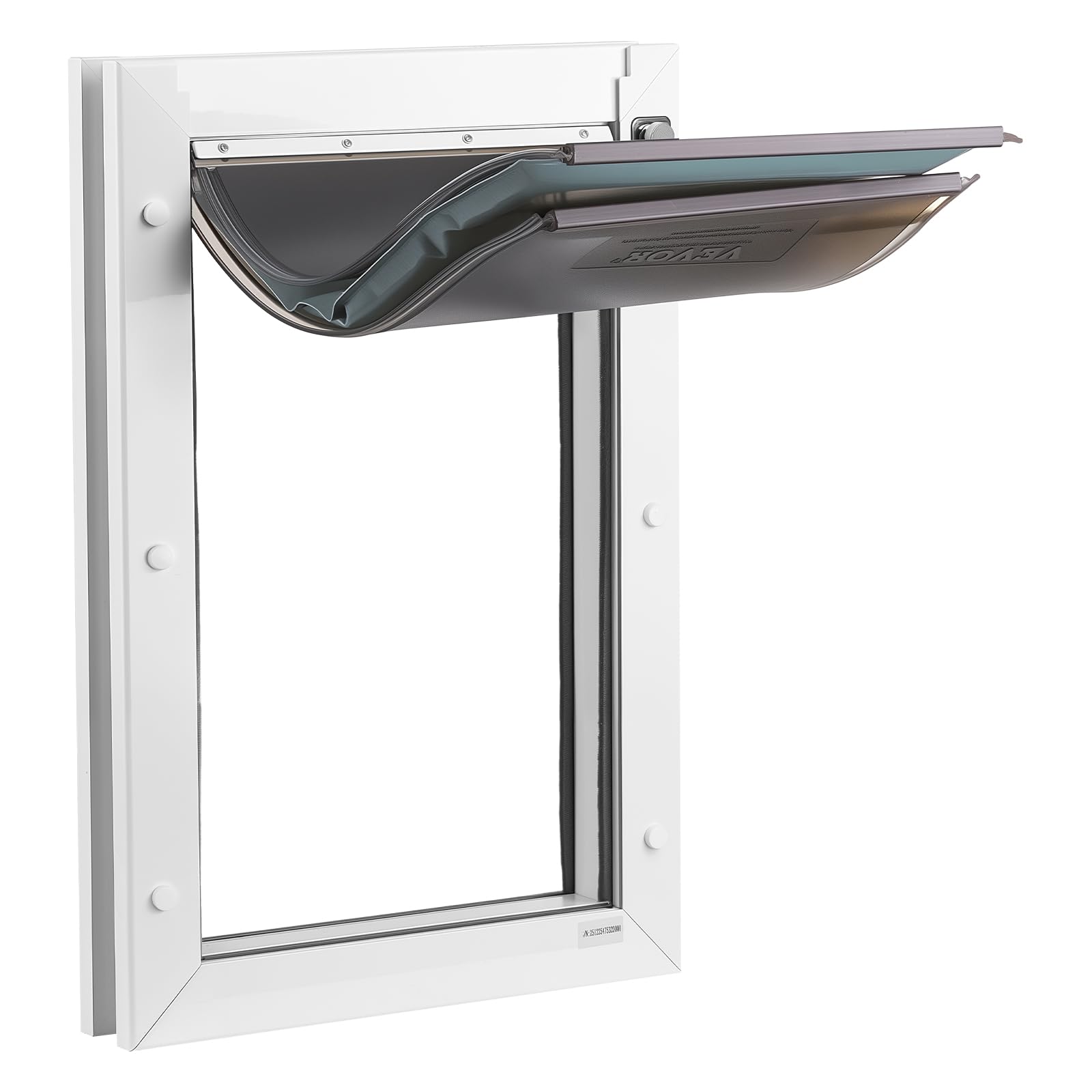 VEVOR Puerta para Mascotas Tamaño Grande, Gatera para Puerta Resistente a la Intemperie con 2 Solapas Flexibles Magnéticas, Marco Metálico para Perros Dormitorio Gatos Pared Jardín Interior Exterior