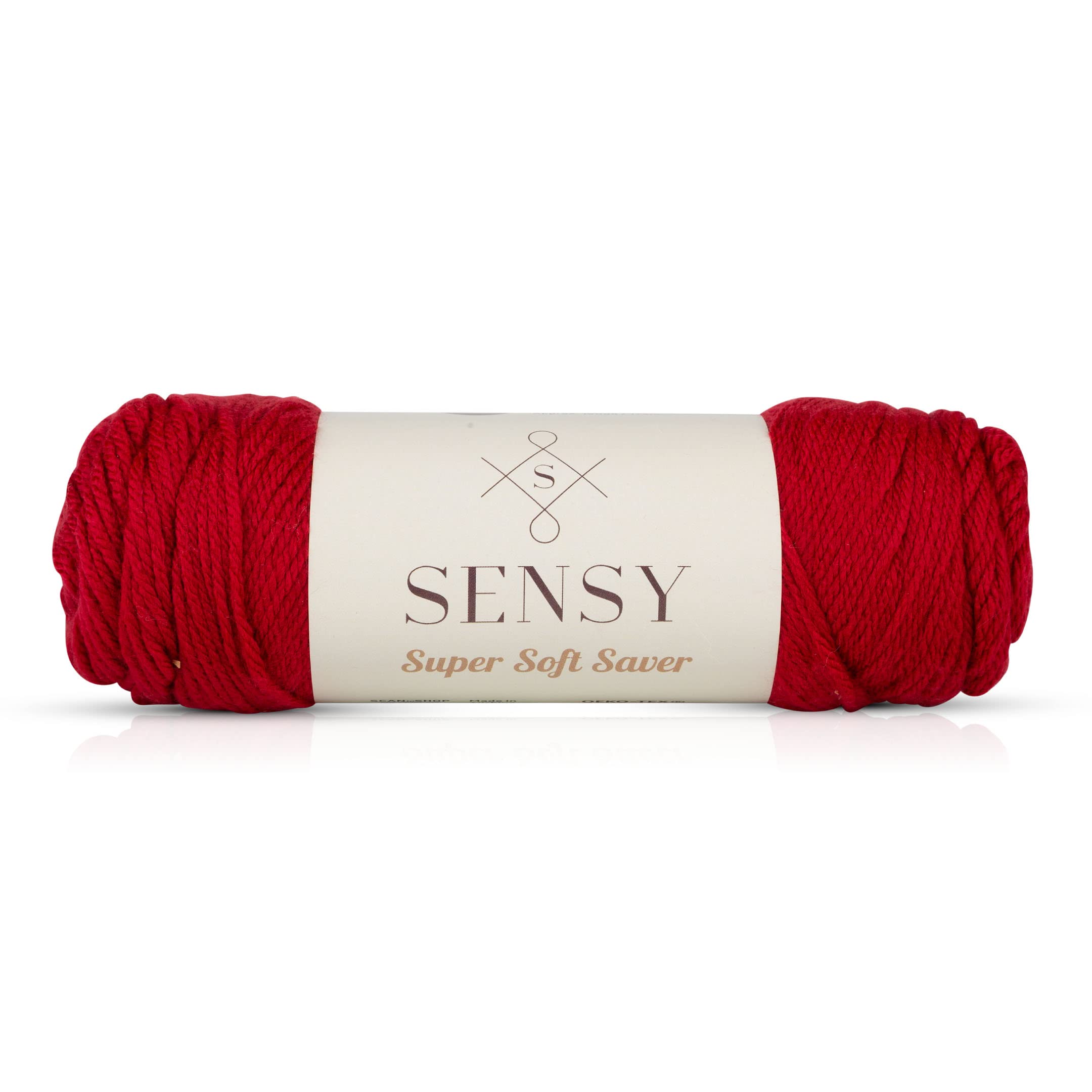 Sensy Super Soft Saver Yarn, 3.5 oz, 190 Yards, Gauge 4 Medium (Cherry Red)