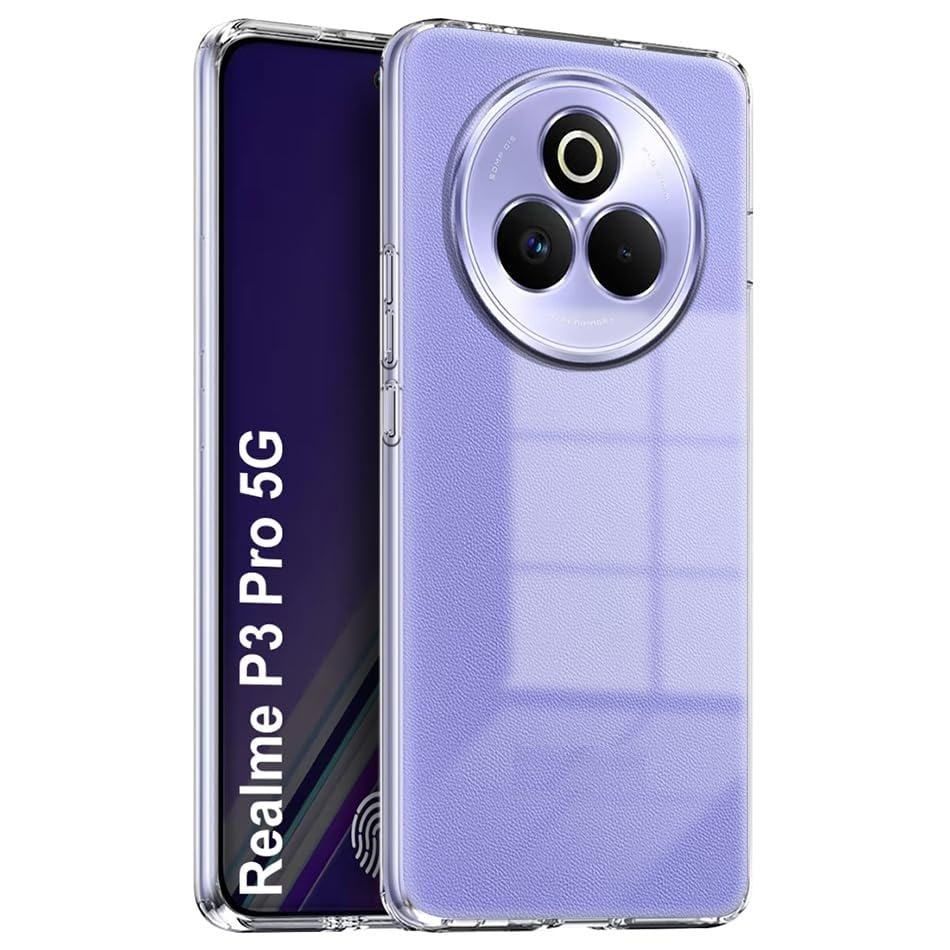 Image of COVERBLACK Soft Rubber Silicon Clear Case Back Cover for Compatible Model with Realme P3 Pro 5G - Transparent