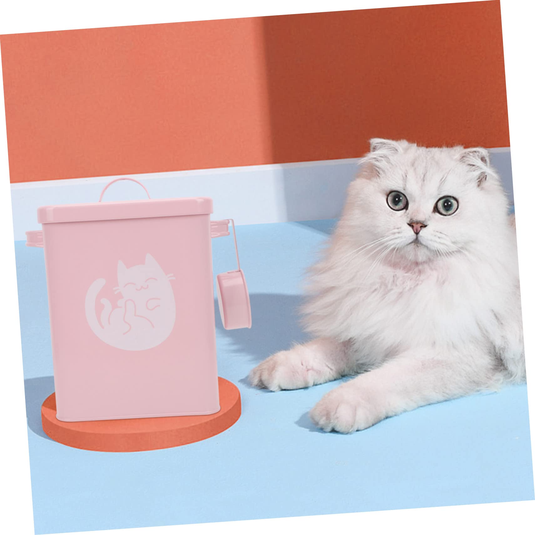 1juego Contenedor De Comida Para Mascotas Con Tapa Cubo Almacenamiento De Piensos Para Perros y Gatos Diseño Elegante y Prueba De Humedad Para Alimentos Secos y Snacks