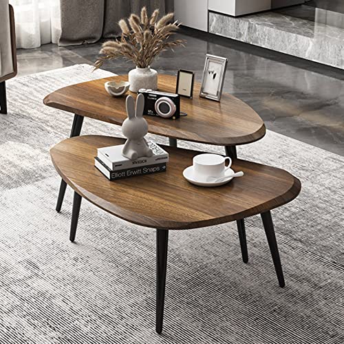 Ensemble de tables basses gigognes du milieu du siècle pour salon finition jazz noir/noyer