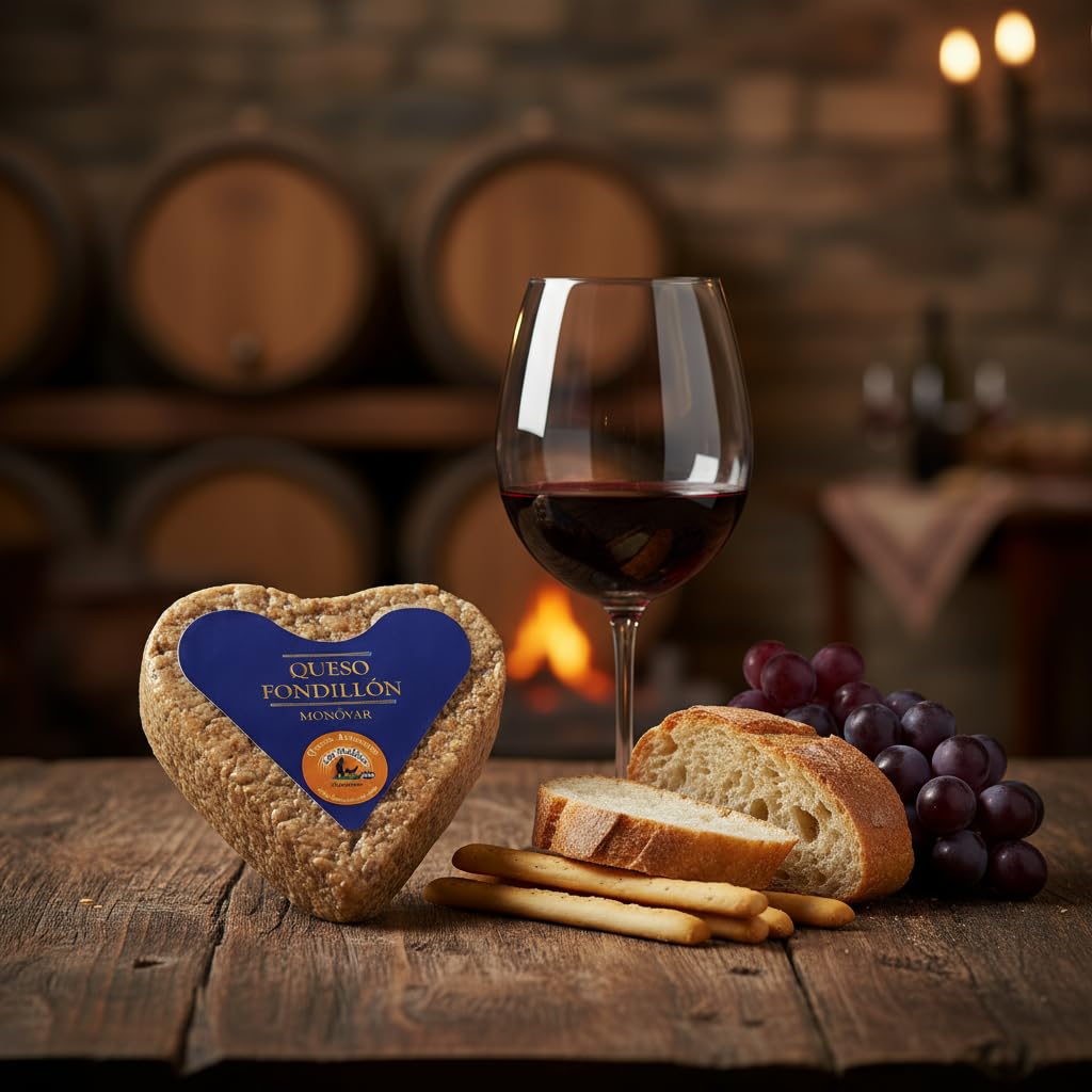 Queso Artesano Fondillón 100% de Leche de Cabra Entero 380 gr | Queso Gourmet Forma de Corazón Elaboración Tradicional y Casera con Ganadería Propia | Sabor Único y Natural (CON CAJA)