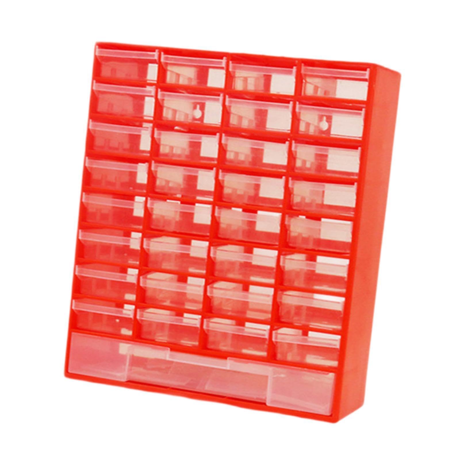 Kompakter Schubladen Organizer mit 33 Rot 30 x 13.1 x 40.8 cm | Schubladen zur Aufbewahrung von Make up, Stiften, Schmuck und Bürobedarf. Wandmontierter Bastelorganizer mit , Rot , 30 x