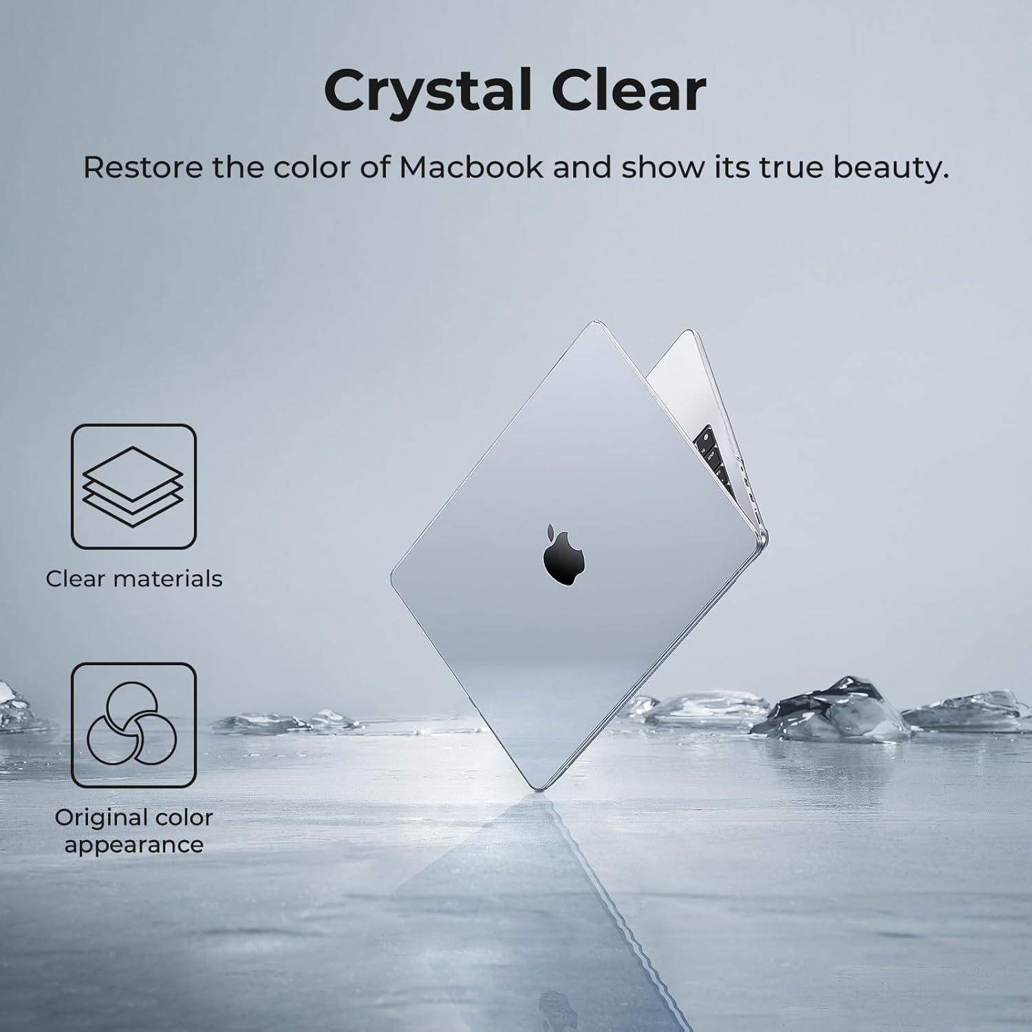 EooCoo Cover compatibile con MacBook Pro 16 Pollici 2021-2024 Pro Max M4 A3186 A3403 / M3 A2991 / M2 A2780 / M1 A2485 con Touch ID, Custodia Rigido in Plastica Liscia e Lucida - Cristallo Trasparente