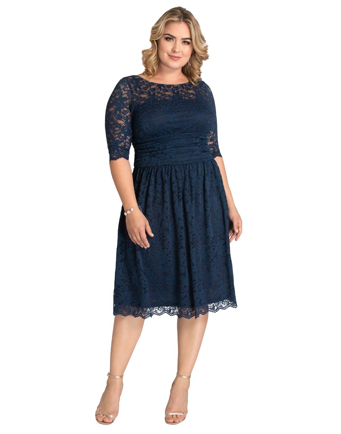 KiyonnaWomen's Plus Size Scalloped Luna Lace Dress