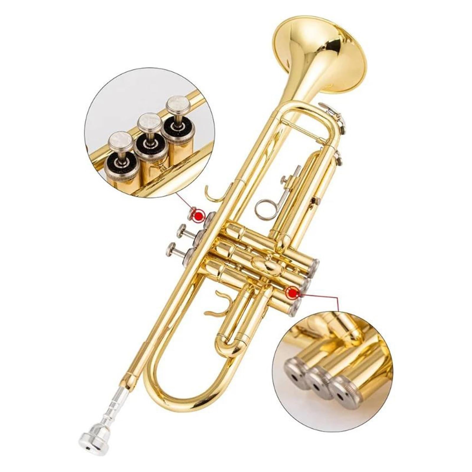 Professionelles Instrument Trompete Messing Bb Goldfarbe Professionelle Neusilber Plattierte Taschentrompete Für Erwachsene Und Anfänger(Gold Lacquer)