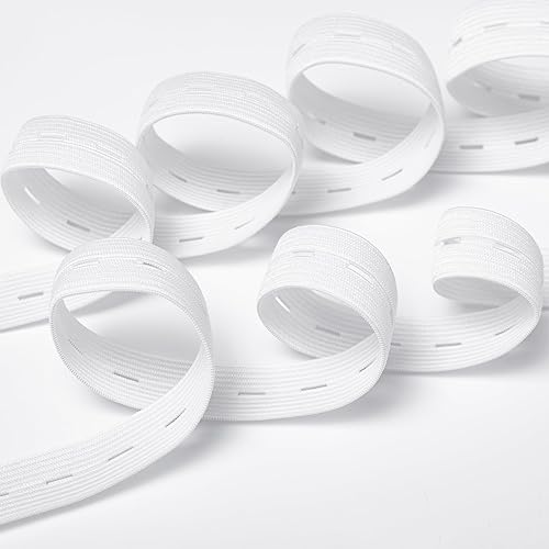 Miniatura 2 de Banda elástica de costura con ojales, 34 pulgadas x 12 yardas, banda elástica de punto de alta elasticidad para coser cinturas y escotes, color