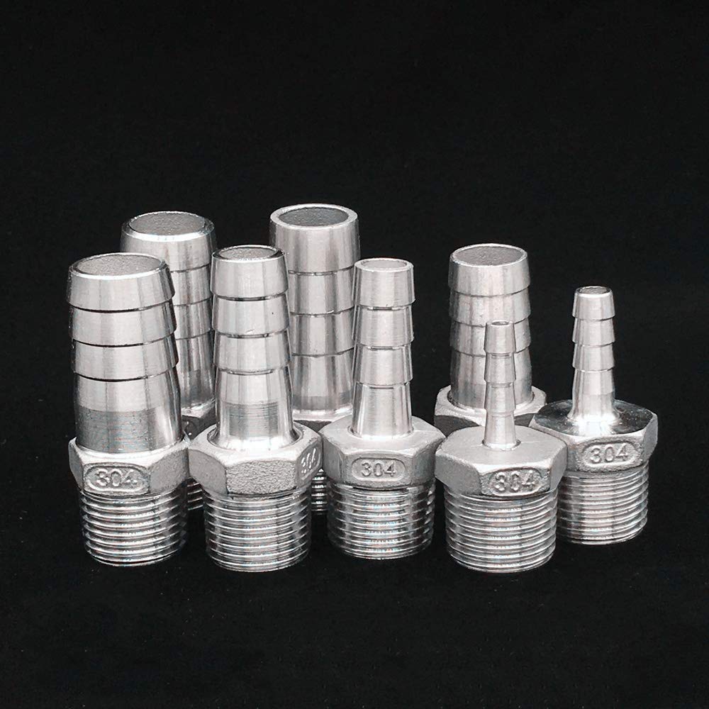 Raccord réducteur fileté, 1/8 "1/4" 3/8 "1/2" 3/4 "1" 2 "3" 4 "BSPT mâle 6 8 10 12 13-100mm connecteur de Tuyau en Acier Inoxydable 316 raccord de Tuyau(1L2 BSP 16MM Barb-Straight)
