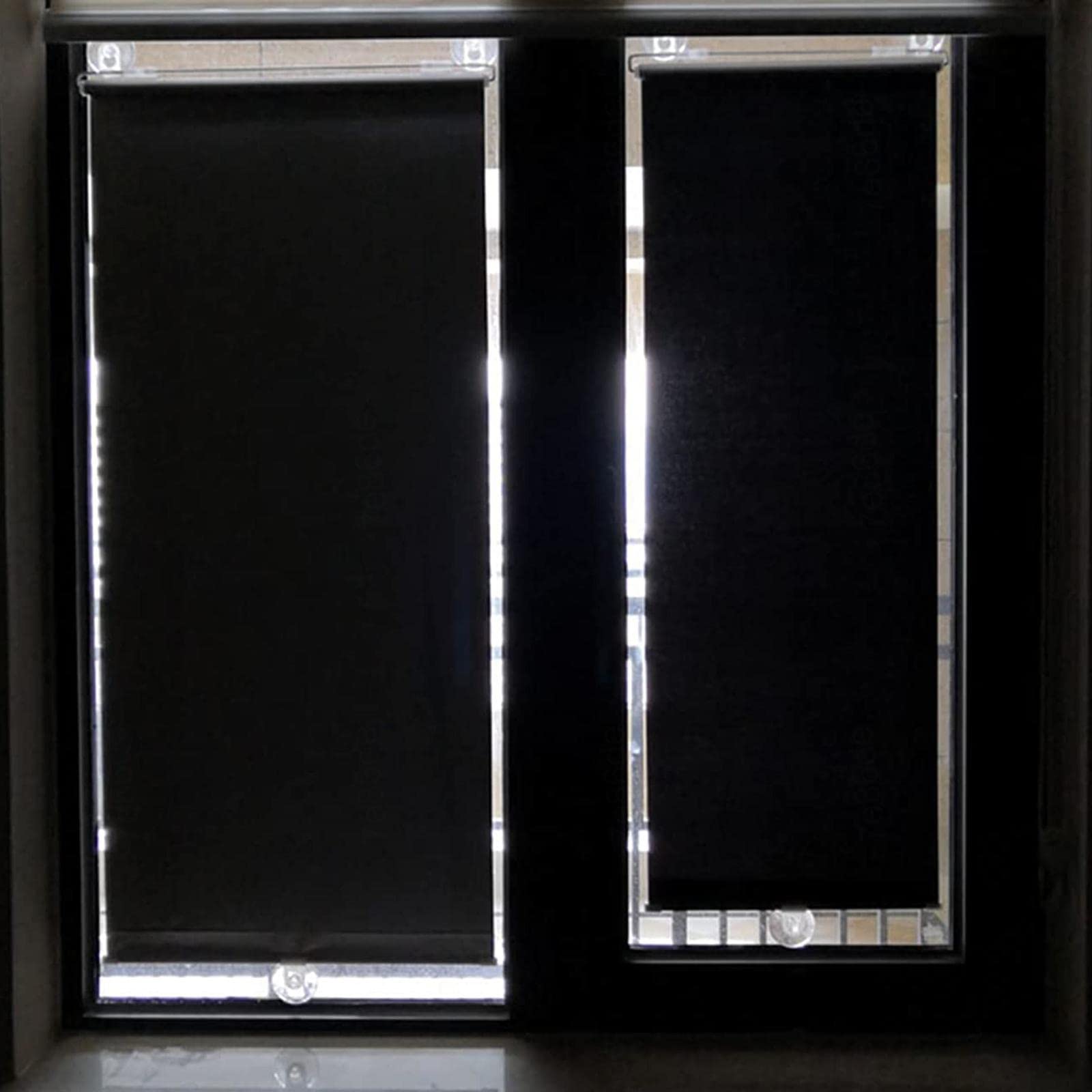 Rolety na przyssawkach bez konieczności wiercenia, Rolety z przyssawką Zaciemniające, chowane, wielokolorowe, w wielu rozmiarach(Black,58 * 125Cm/23 * 49In)