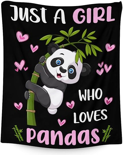 Mercuryelf Panda Throw Blanket - Soft, Fuzzy & Warm - 40x50 Inches Flannel Blankets for Travel, Office - Black Cute Throws Gift for Girls