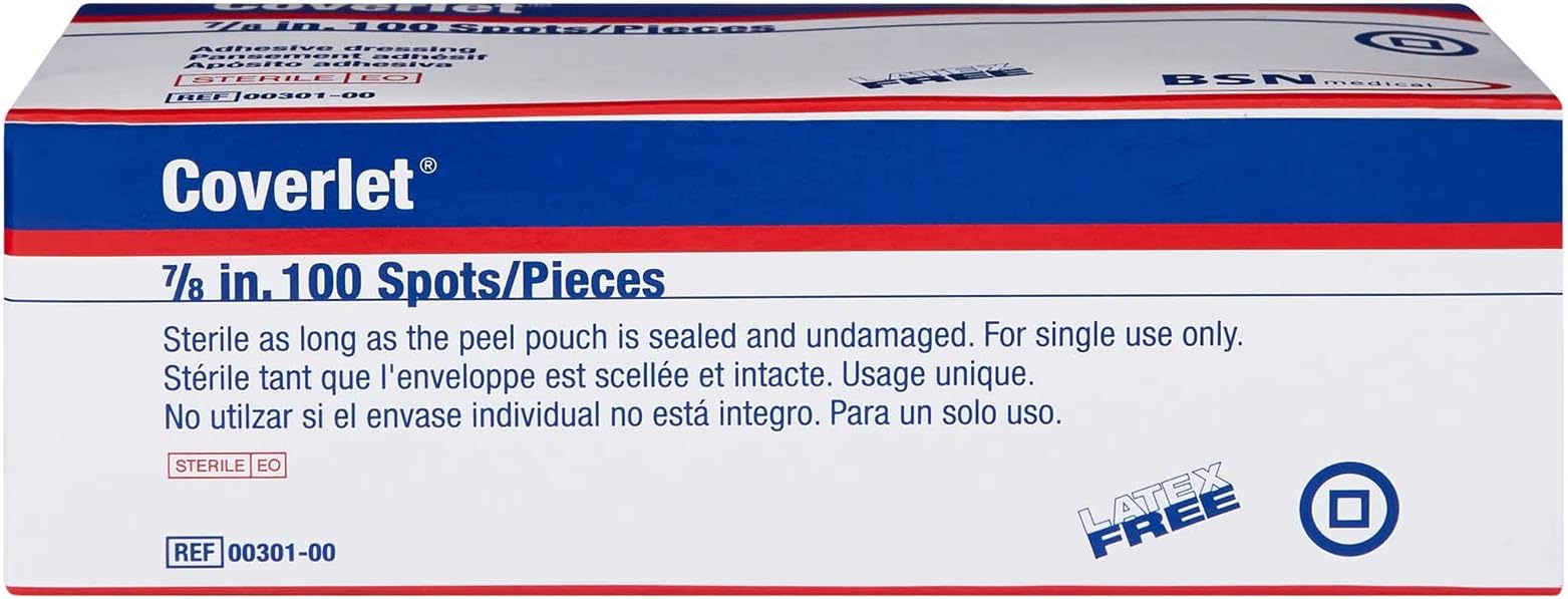 Coverlet Adhesive Fabric Bandage - Round Spot 7/8" - 12 Boxes of 100