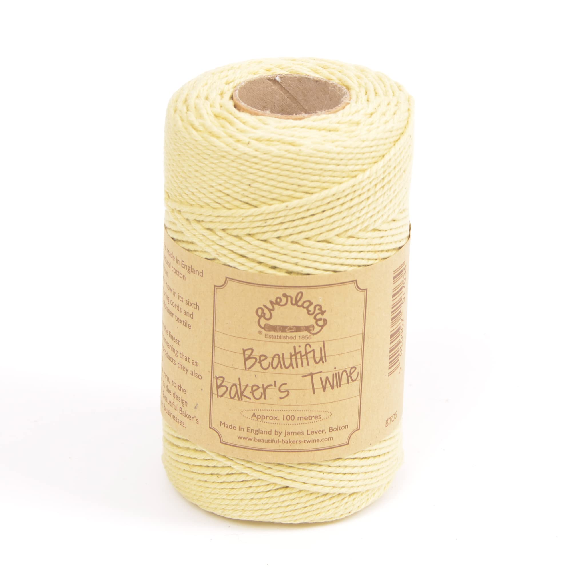 100m - Everlasto 'Solid' Beautiful Baker's Cotton Craft Twine (2mm approx) (LEMON)