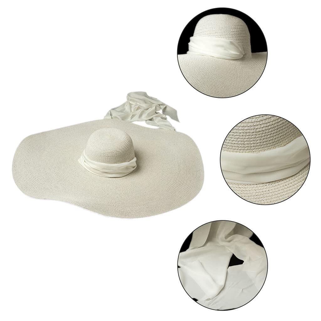 Lady ornamento per protezione, anti UV | Cappello da sole da donna a tesa larga, da spiaggia, regolabile, cinturino in nastro morbido e setoso