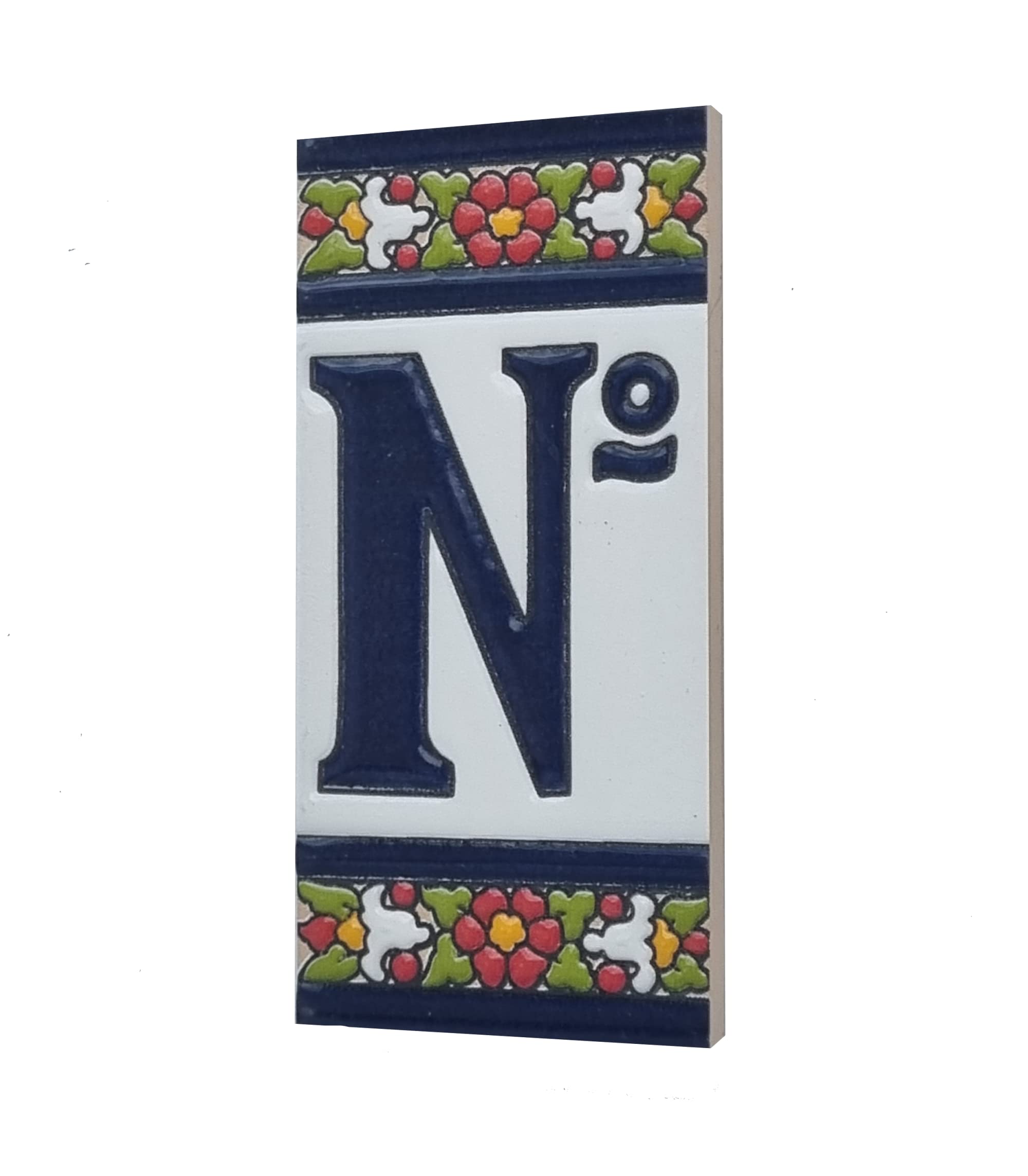 Spanish Floral Designed Ceramic Letter Tiles House Number Tiles and Frames (No Sign) — image 1