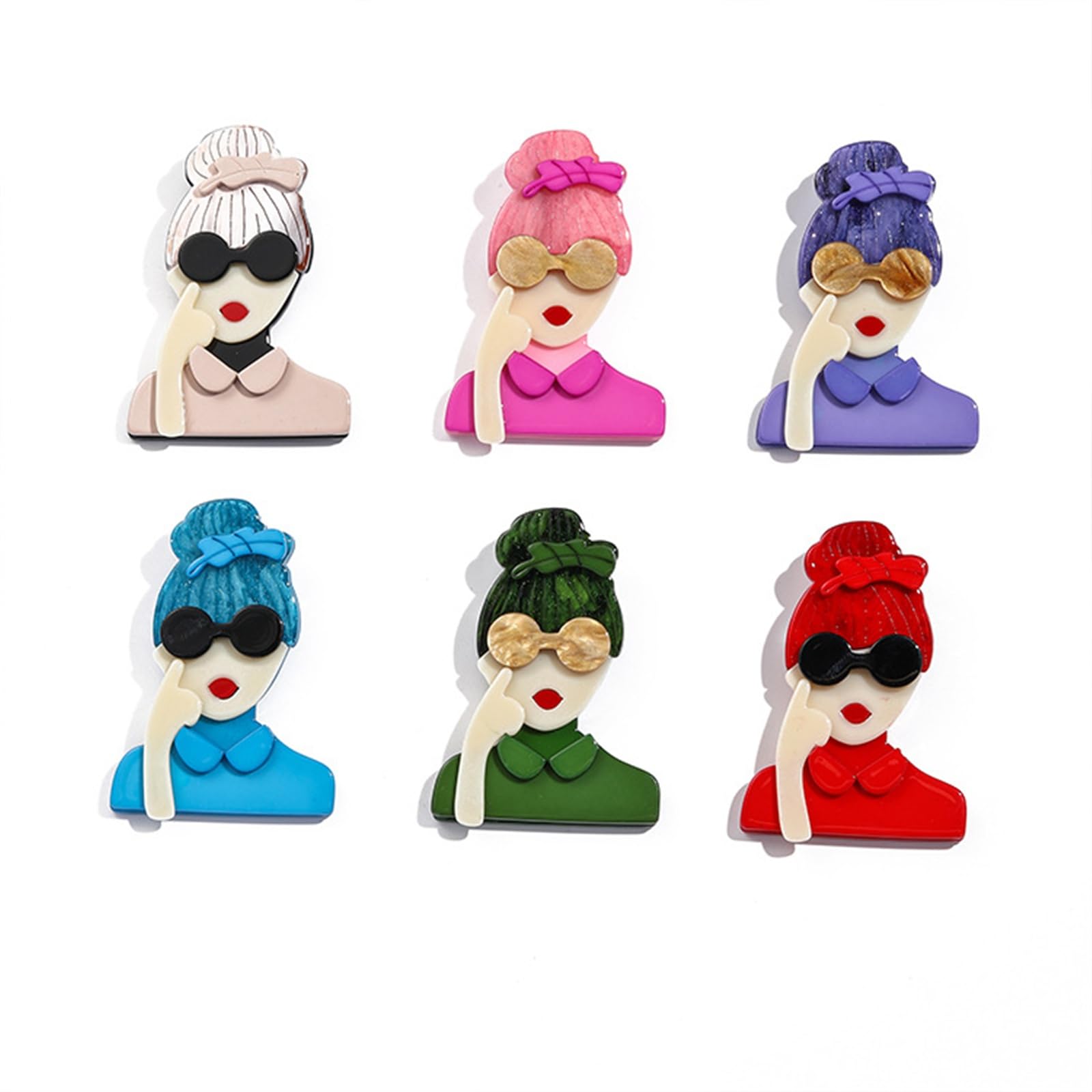 Elegante broche acrílico de dibujos animados – Pin en forma de gafas de sol para mujer – Accesorios ligeros de lujo de gama alta